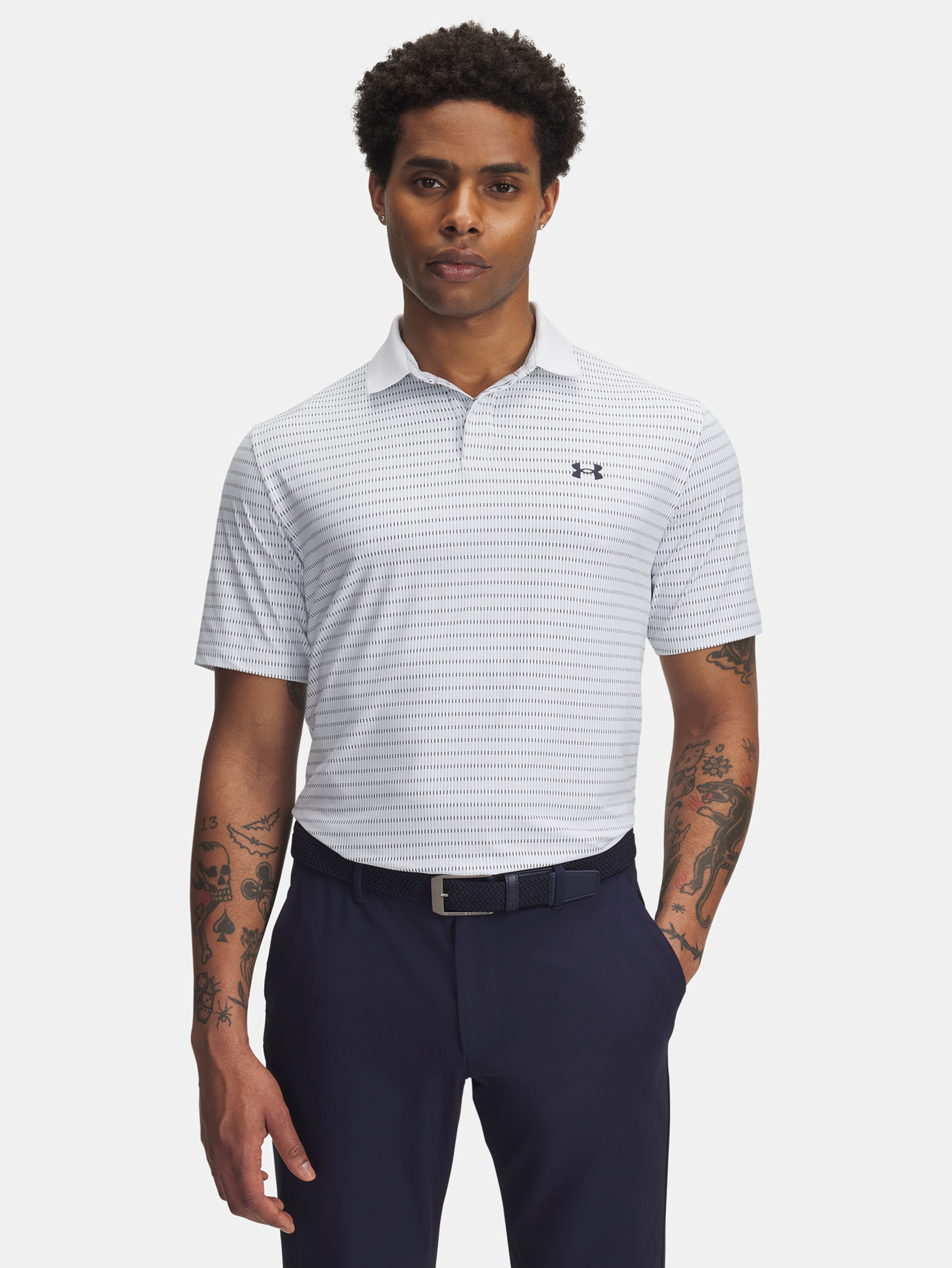 Pánske tričko Under Armour UA Drive Chill Printed Polo-WHT