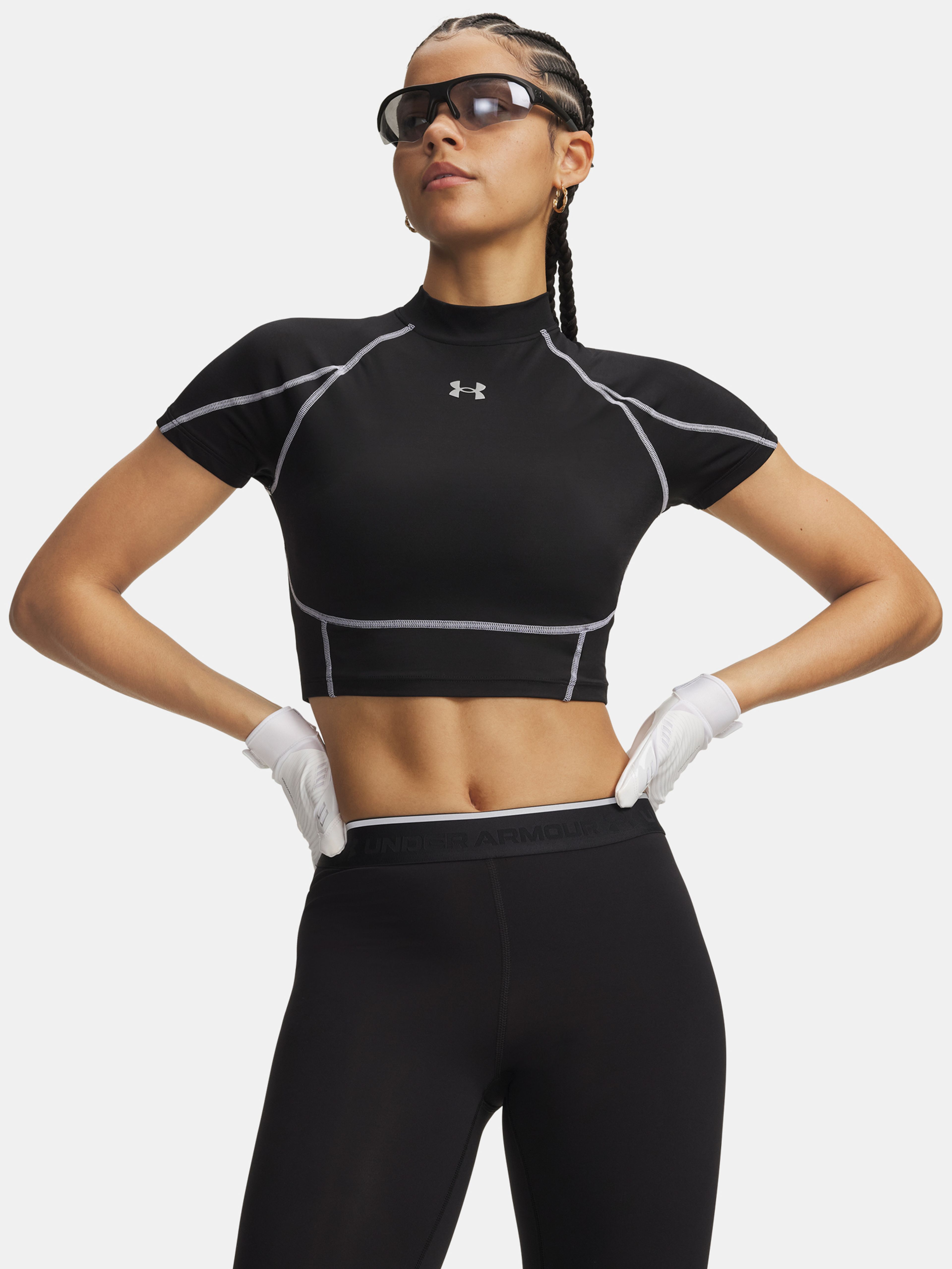 Női póló Under Armour HeatGear Elite Crop Mck SS-BLK
