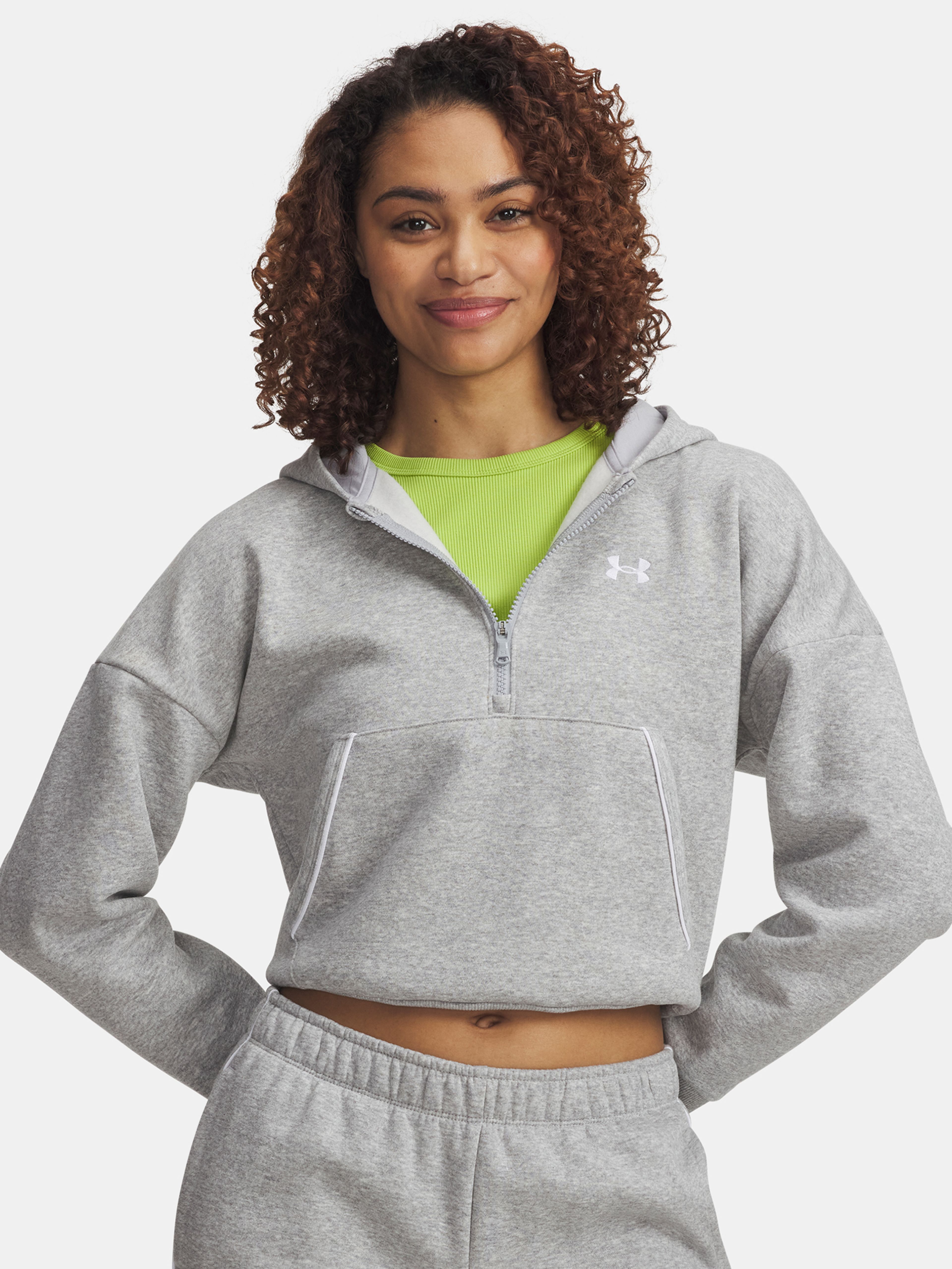 Női felső Under Armour Rival Flc Piped HZ Hoodie-GRY