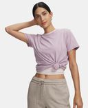 Sieviešu t-krekls Under Armour Rival Cotton Wash SS-Rozā - 003