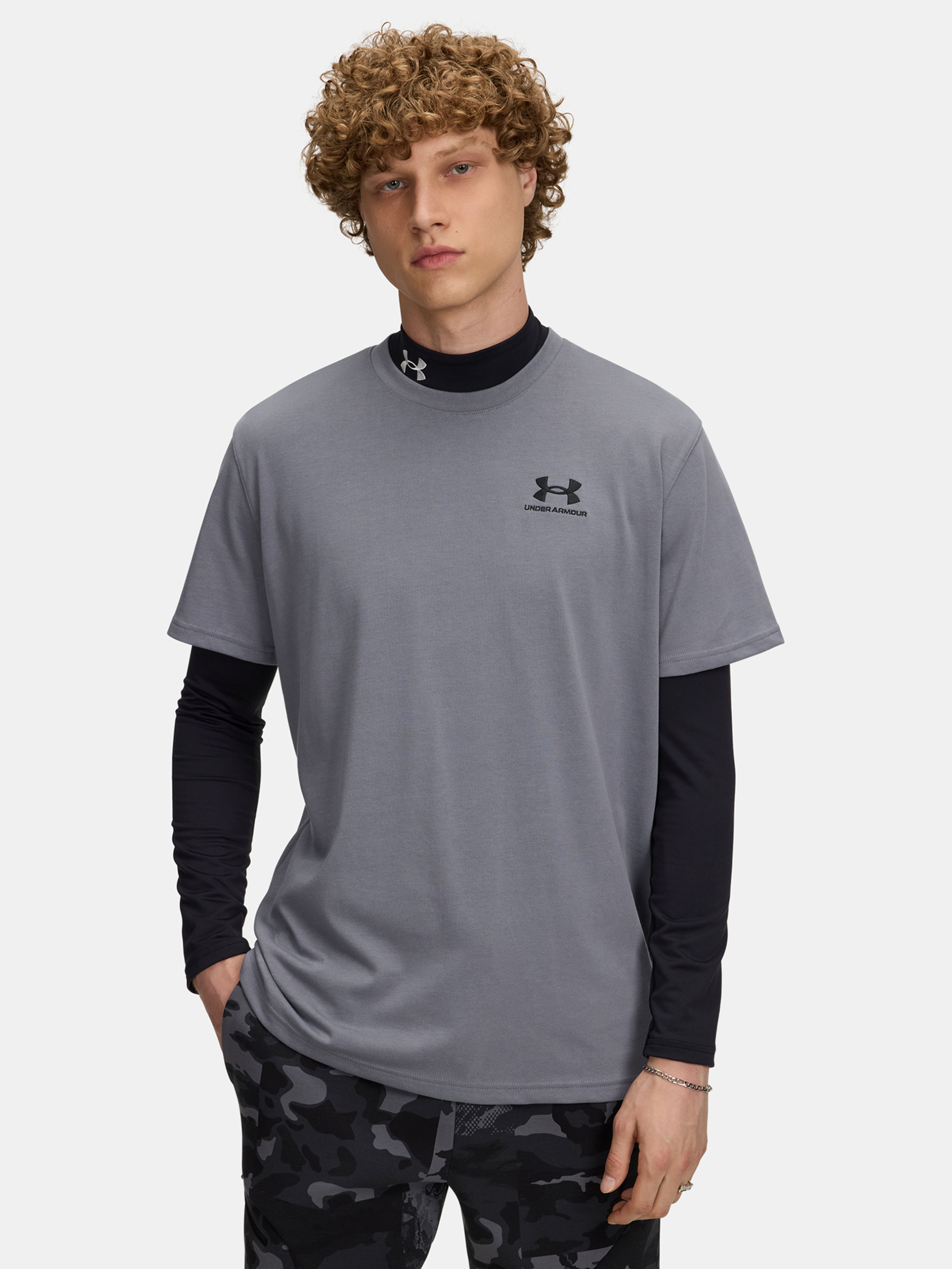Moška majica Under Armour UA M LOGO EMB HEAVYWEIGHT SS-GRY