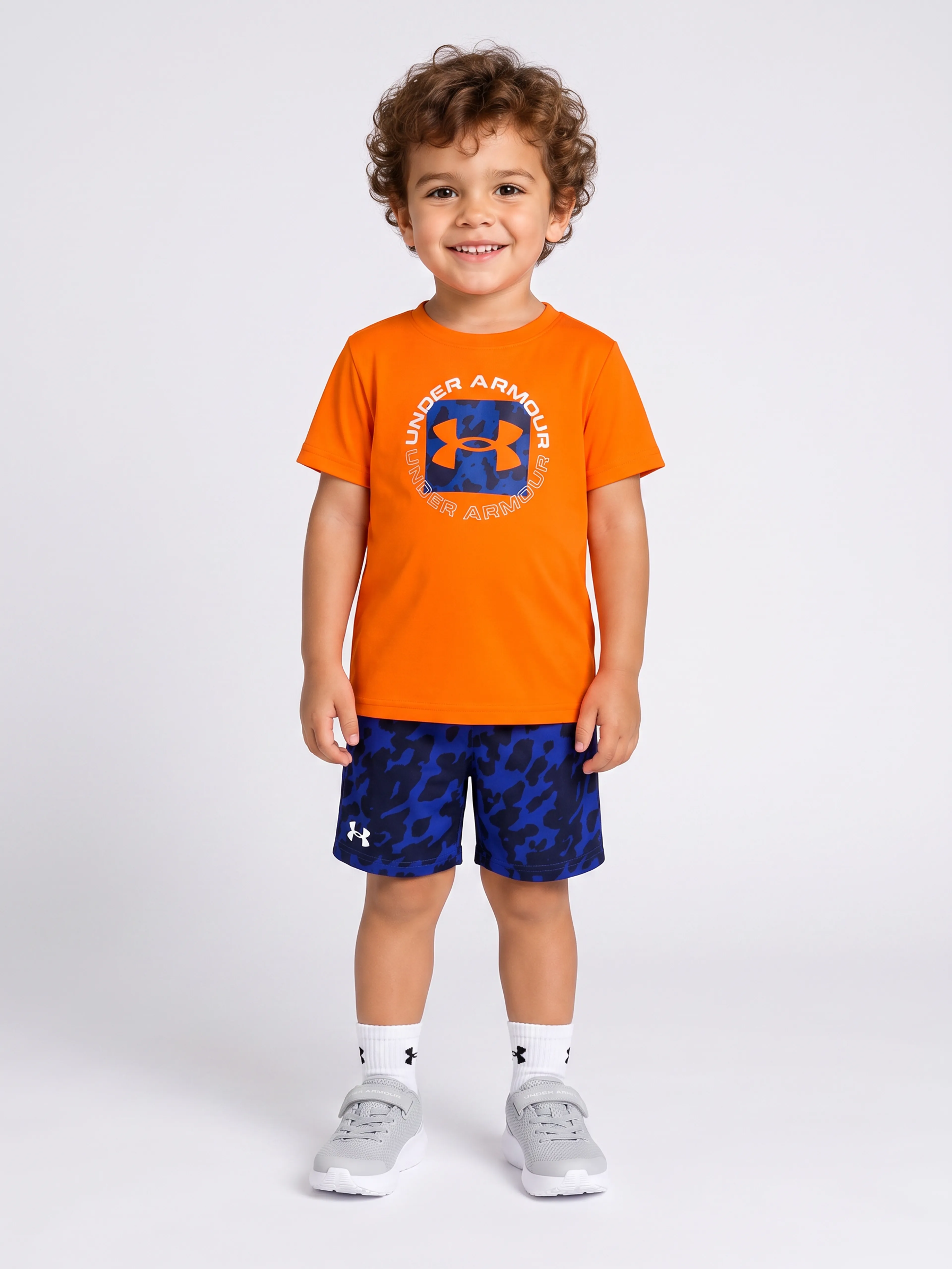Zēnu komplekts Under Armour UA TECH PRINTED SS SHORT SET-ORG - 001