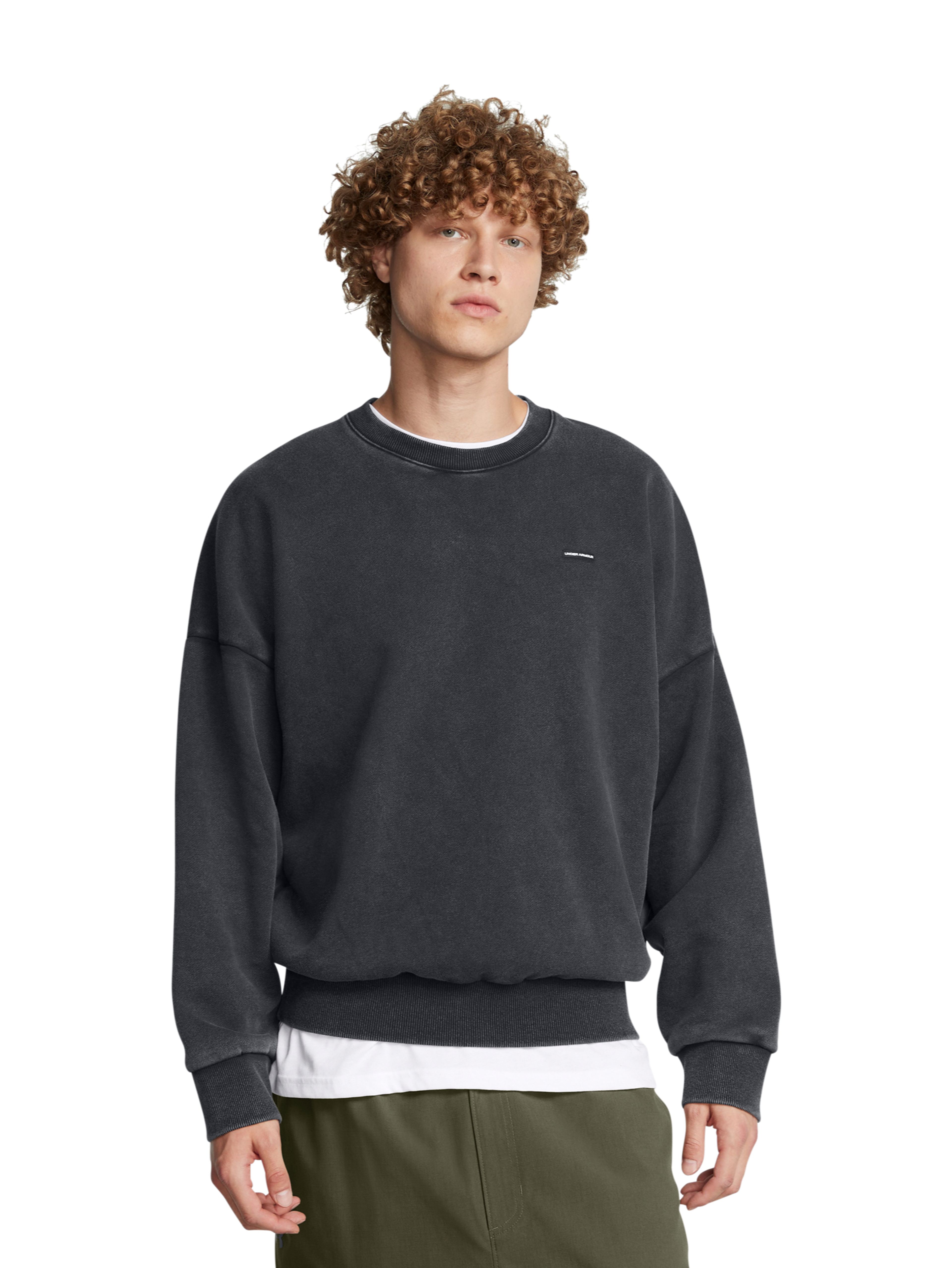 Moški pulover  Under Armour UA Icon HWT Flc Wash OS Crew-BLK