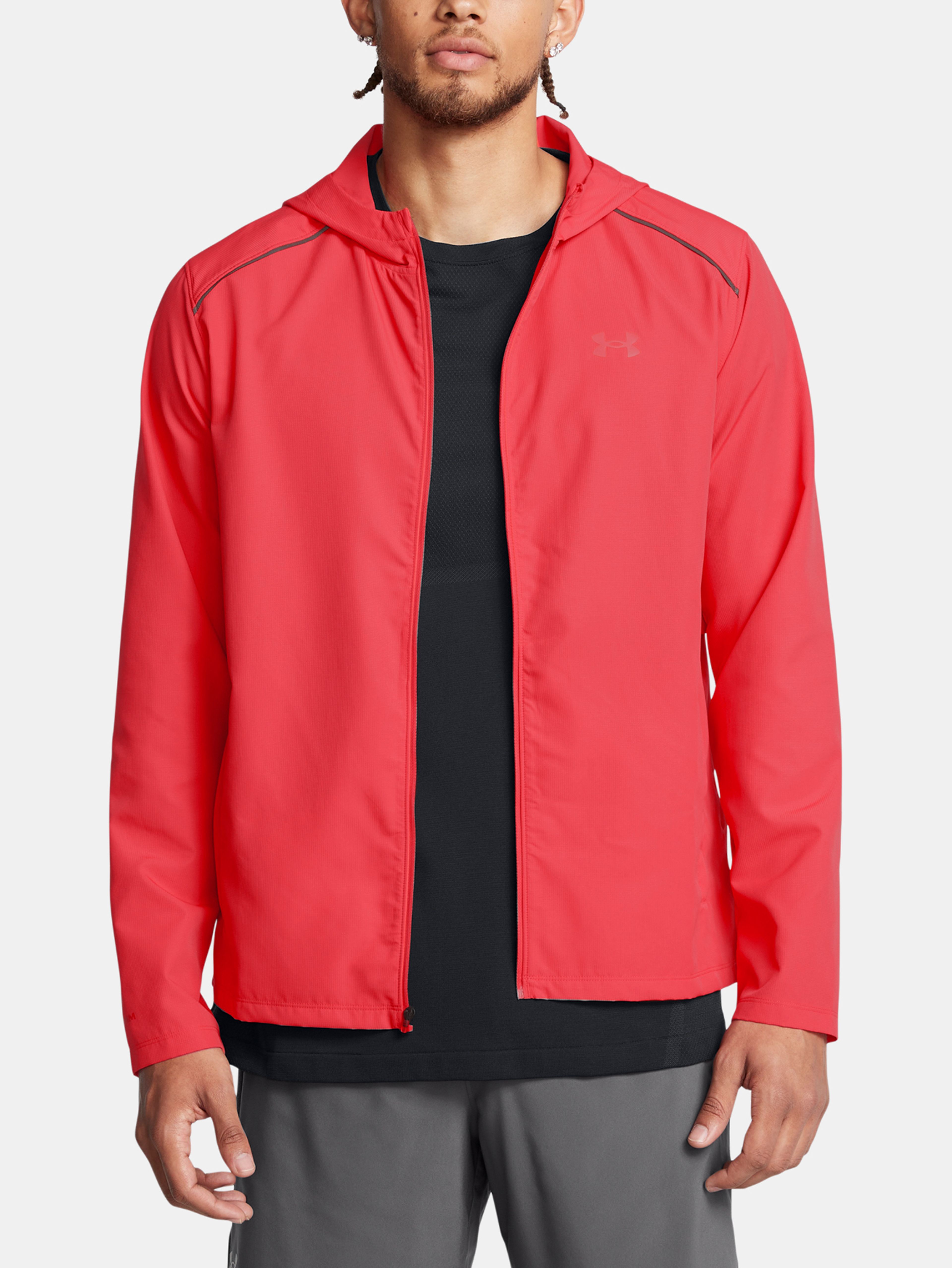 Pánska bunda Under Armour UA Launch Hooded Jacket-RED