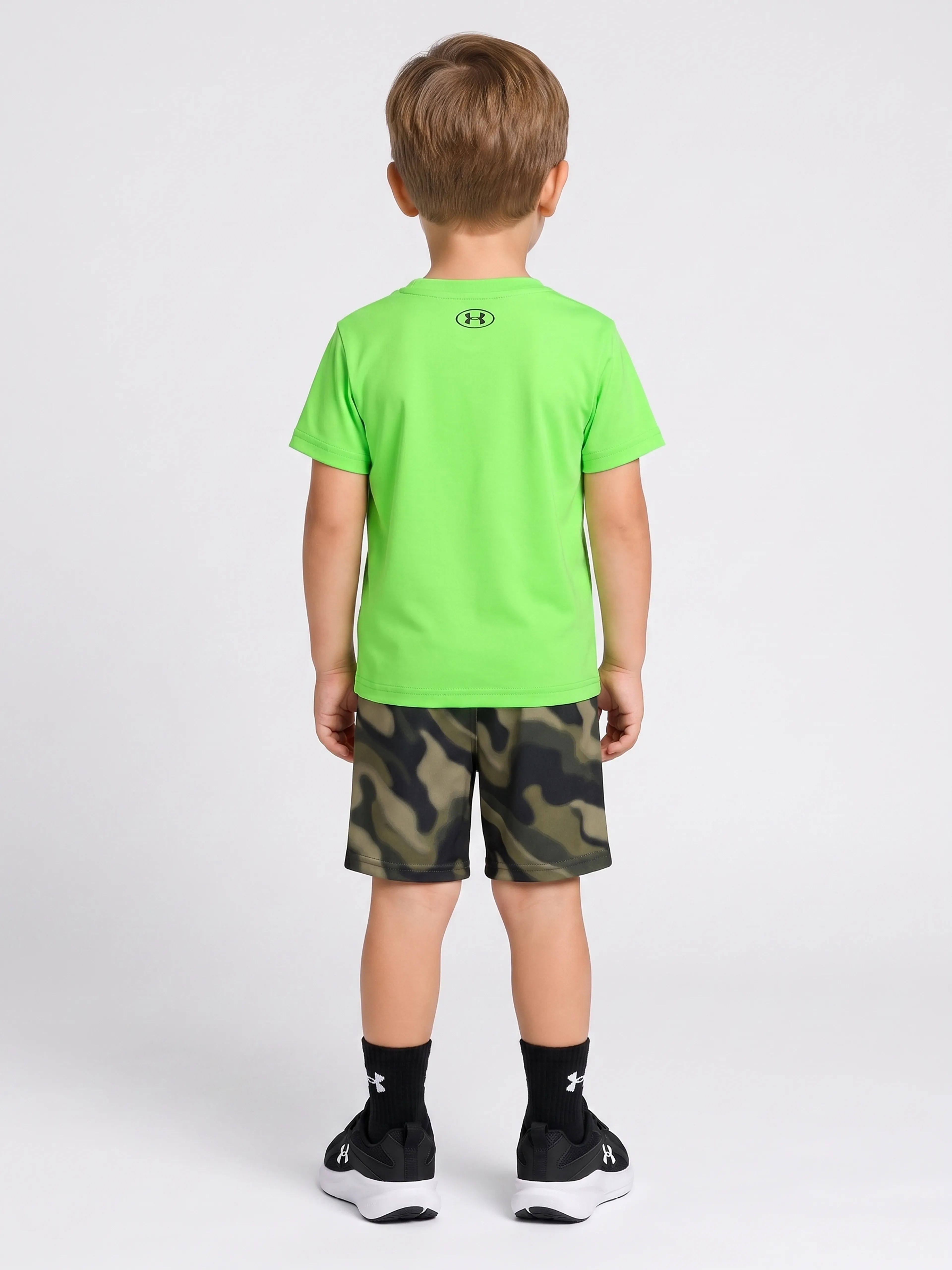 Zēnu komplekts Under Armour UA TECH PRINTED SS SHORT SET-GRN - 002