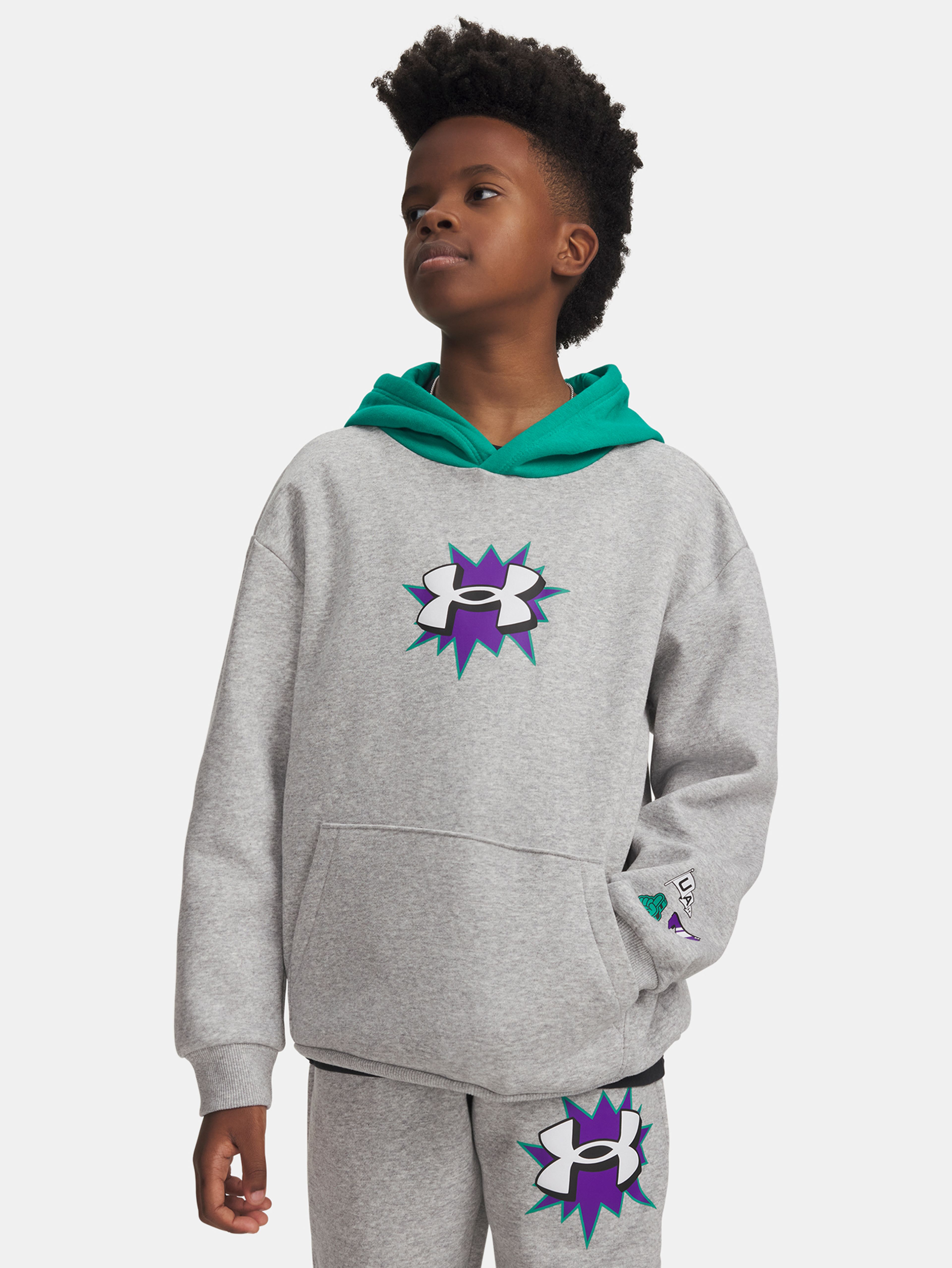 Chlapecká mikina Under Armour UA B RIVAL FLC GRAPHICS HD - 001