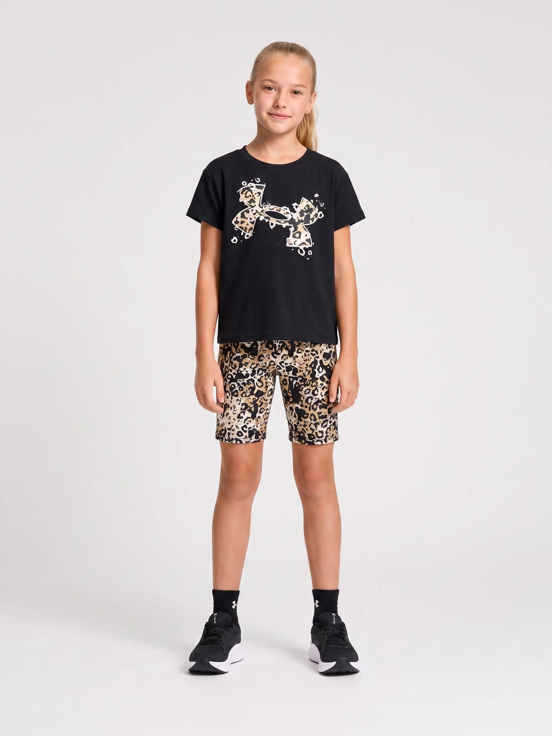 Dívčí set Under Armour UA PRINTED BIKE SHORT SET-BLK - 001