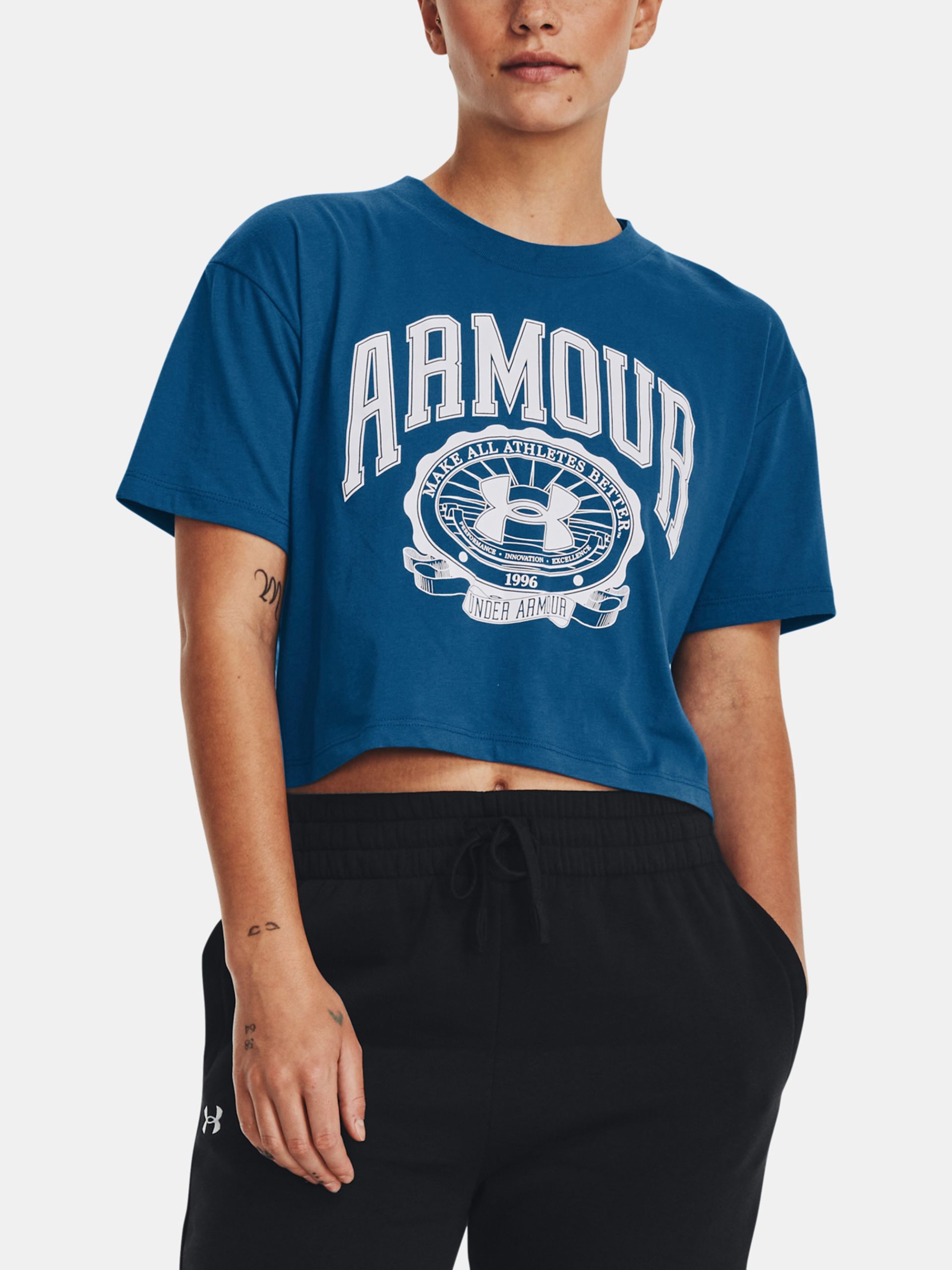 Női póló Under Armour UA COLLEGIATE CREST CROP SS - 001