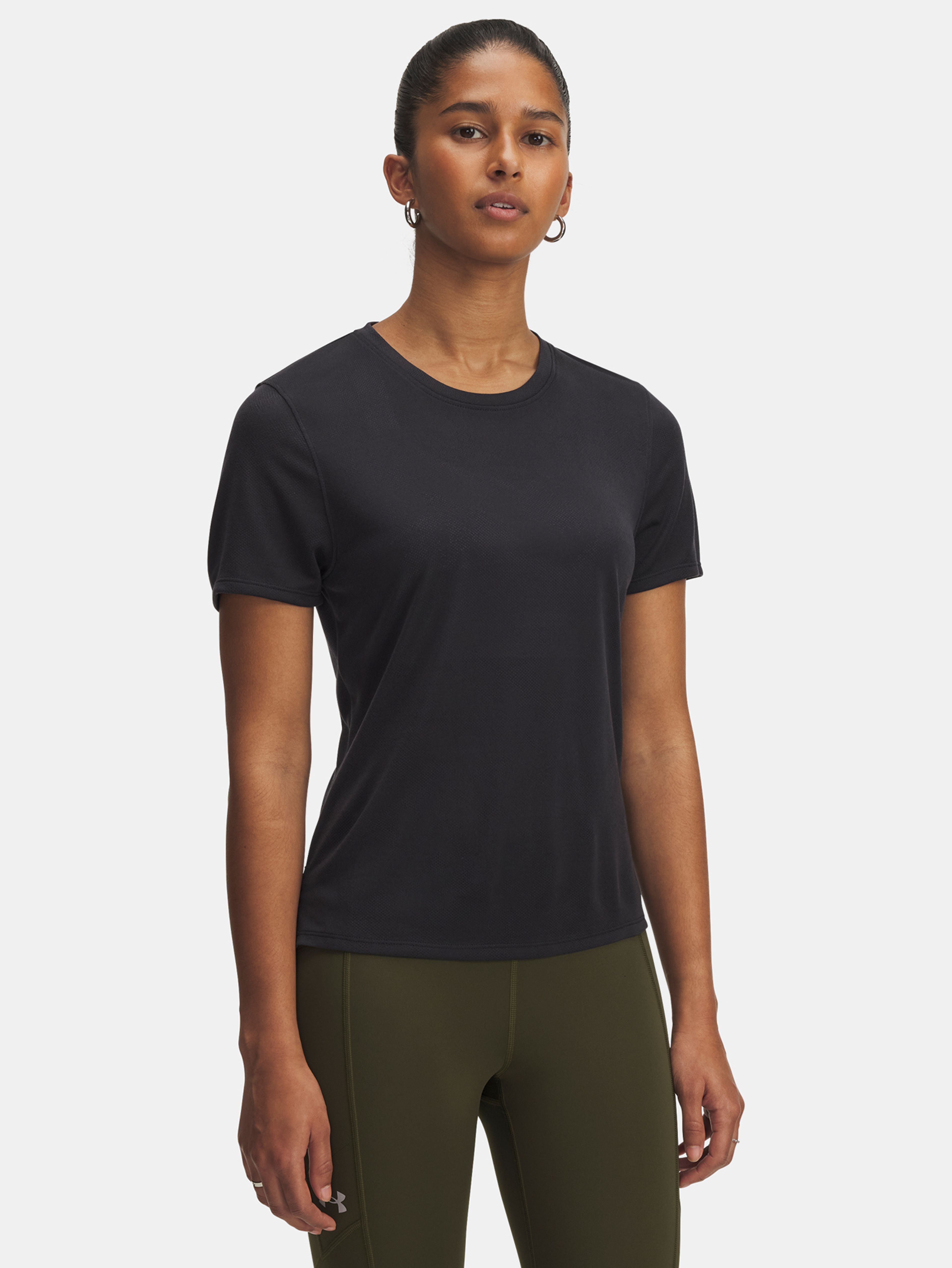 Dámske tričko Under Armour UA Launch Jacquard SS-BLK