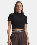 Moteriški marškinėliai Under Armour UA RIVAL RIB MOCK SS TEE-Juoda - 001