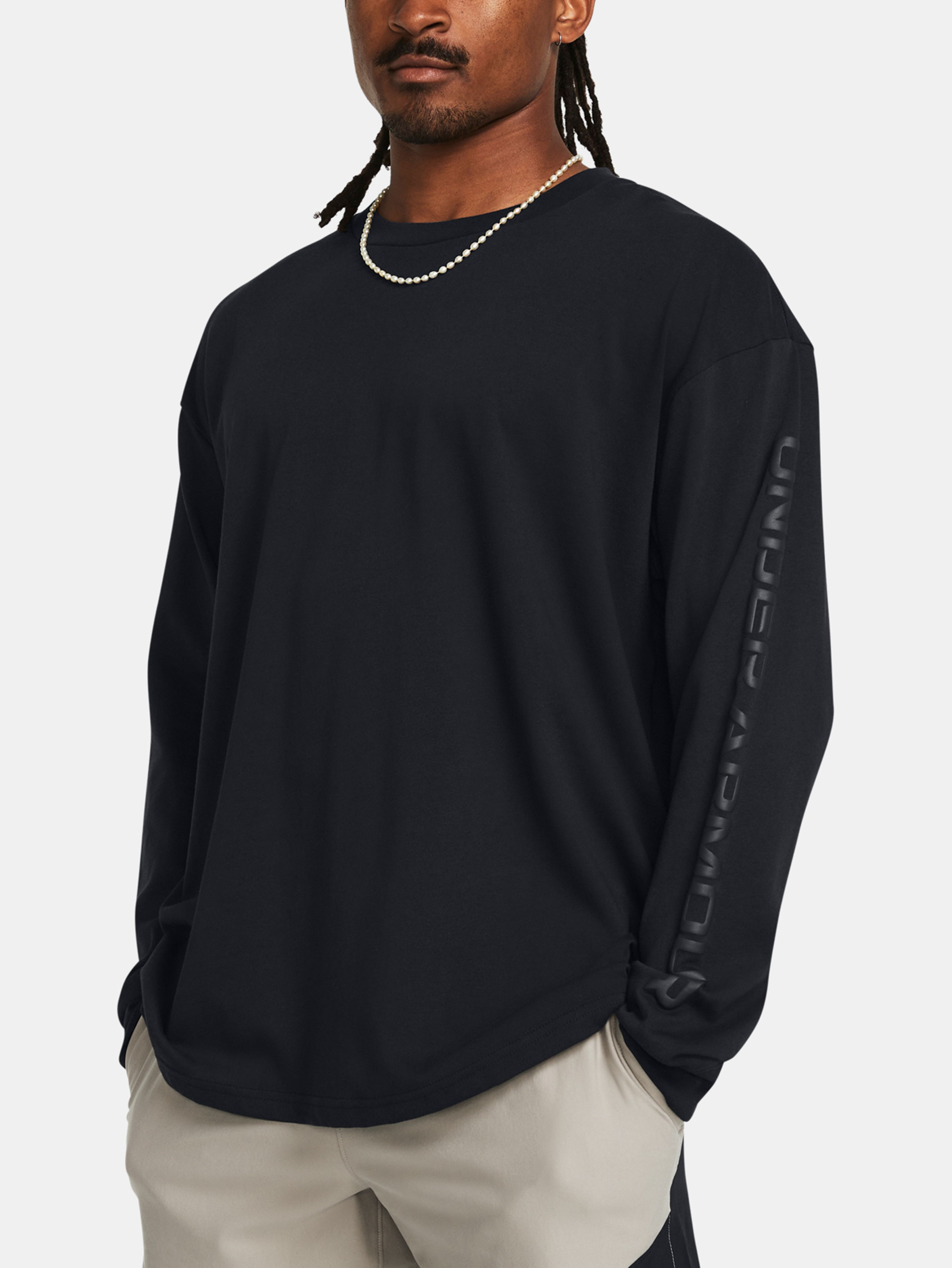 Férfi póló Under Armour UA HW TONAL WORDMARK LS-BLK