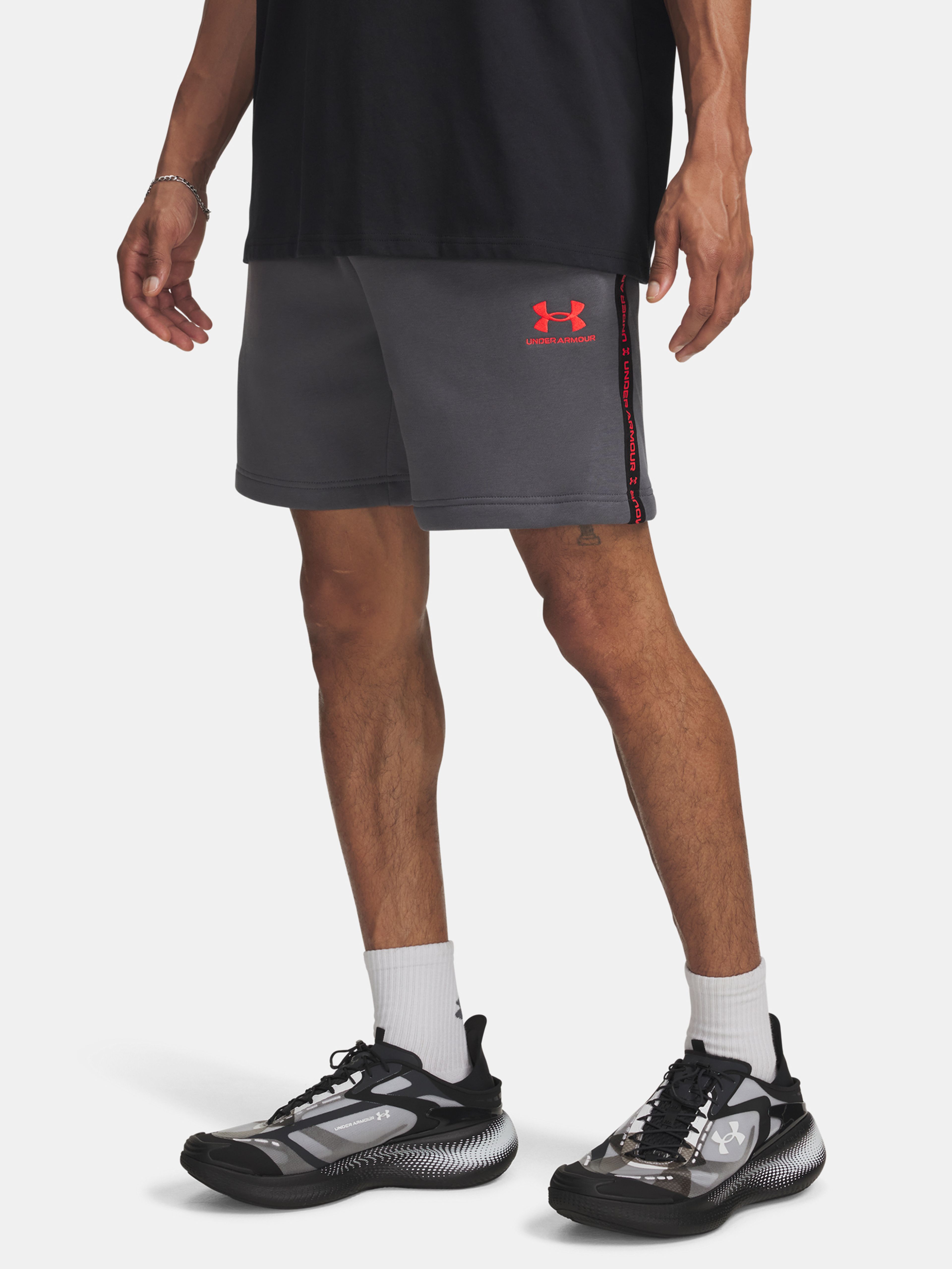 Pánske kraťasy Under Armour UA Icon Fleece Short Taping-GRY