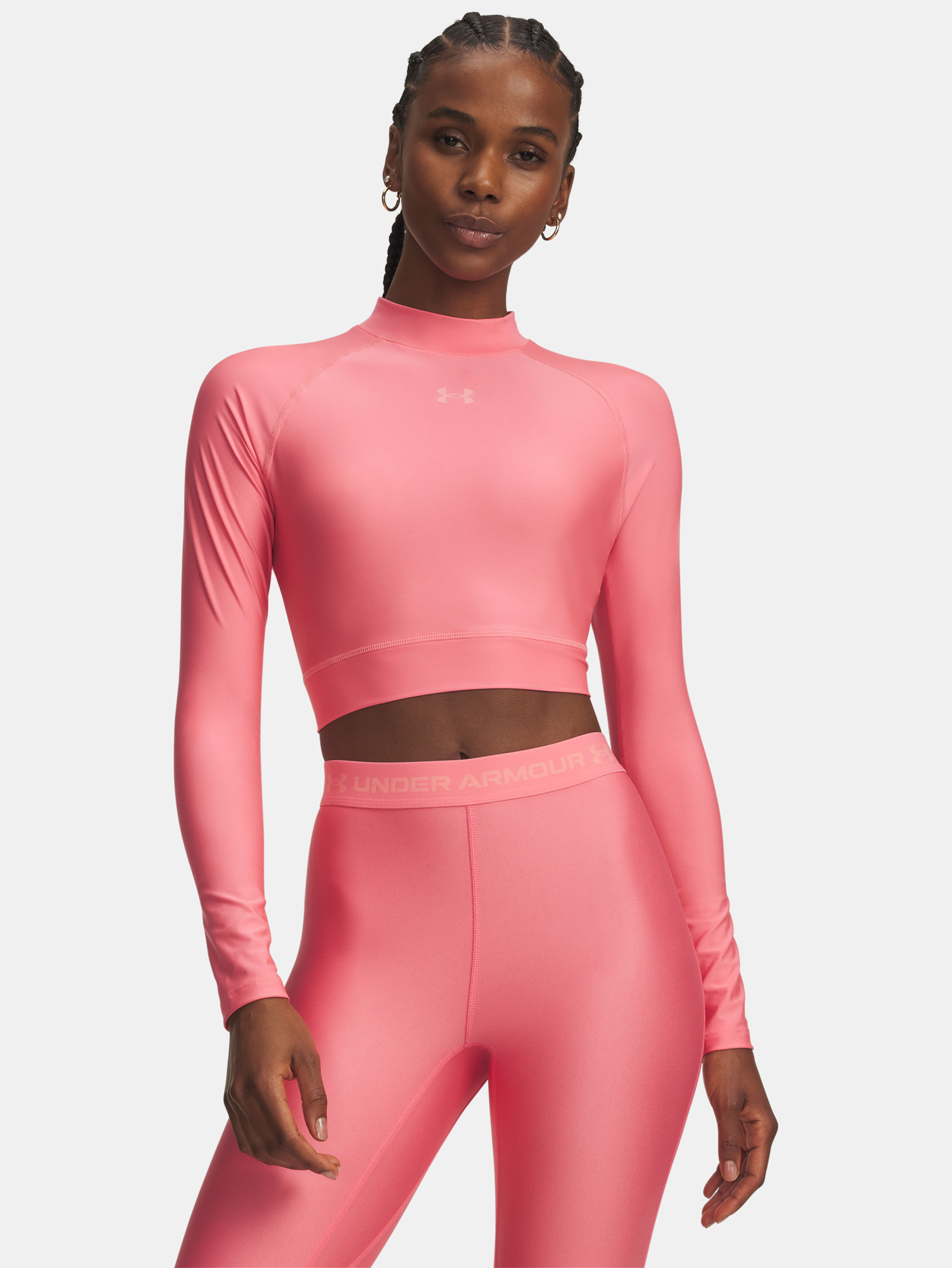 Dámske tričko Under Armour HeatGear Crop Mock LS-PNK