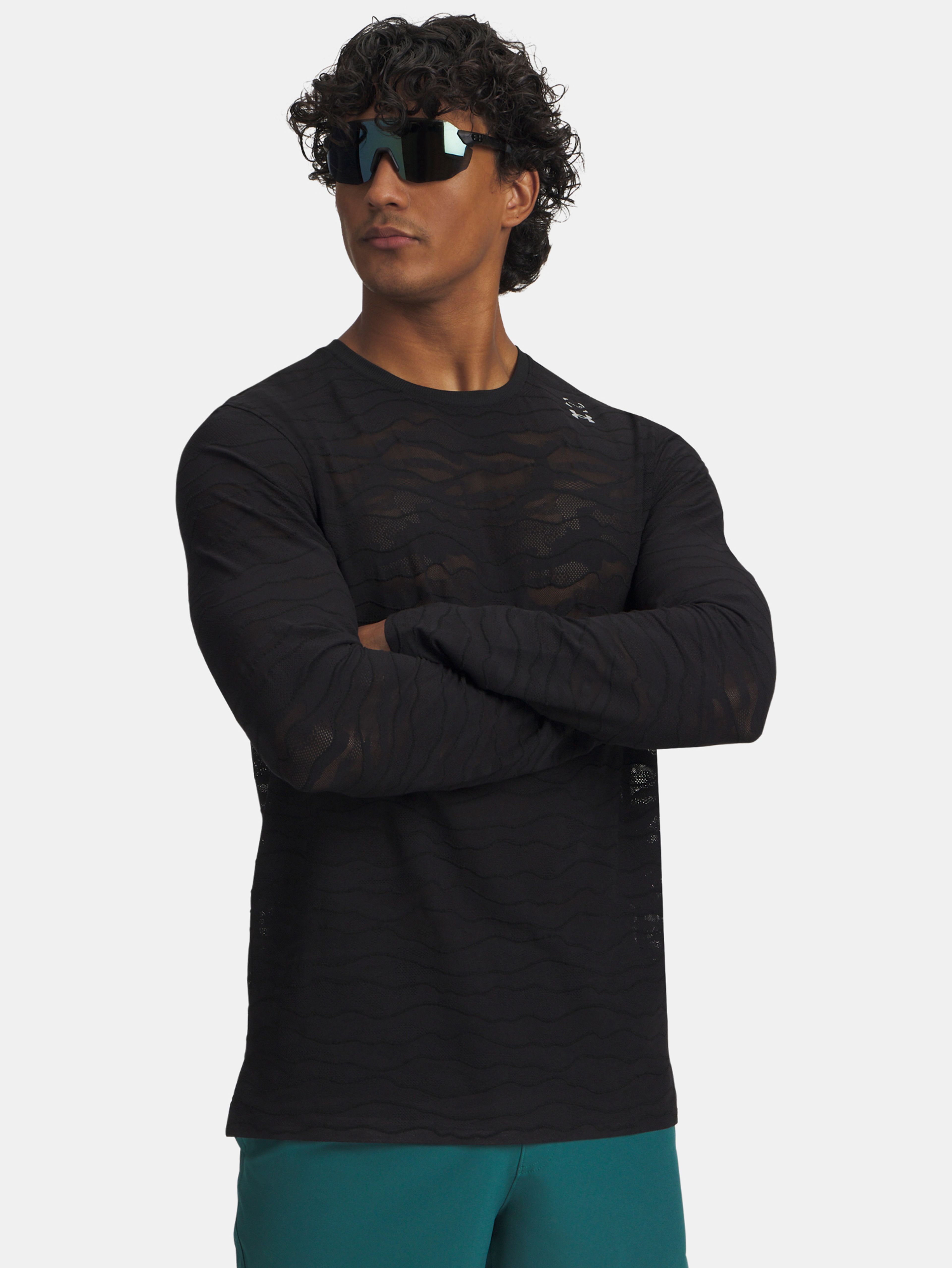 Moška majica Under Armour UA Halo Jacquard LS-BLK