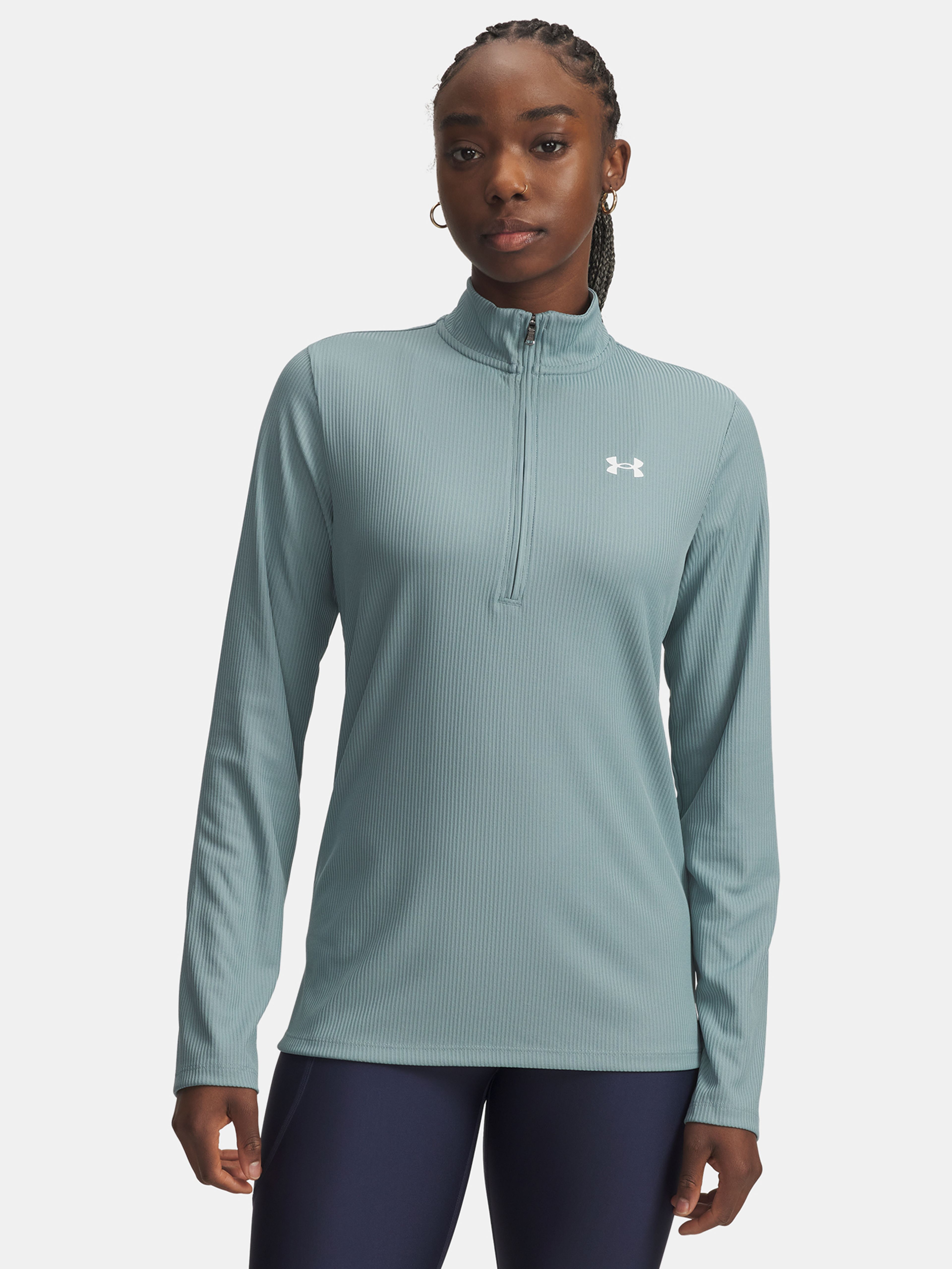 Moteriški marškinėliai Under Armour Tech Rib 1/2 Zip-GRN