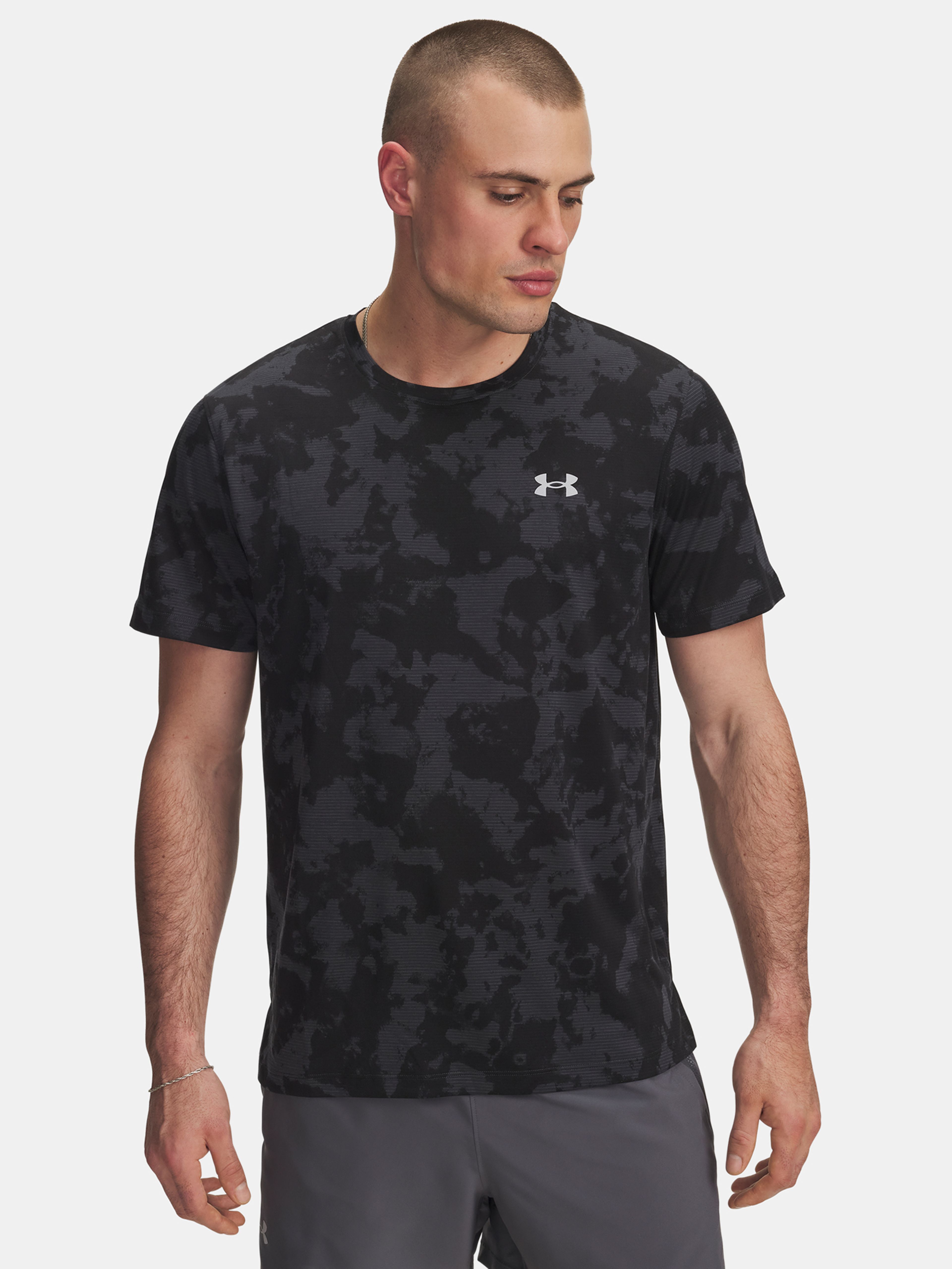 Pánske tričko Under Armour UA Launch Printed SS-GRY