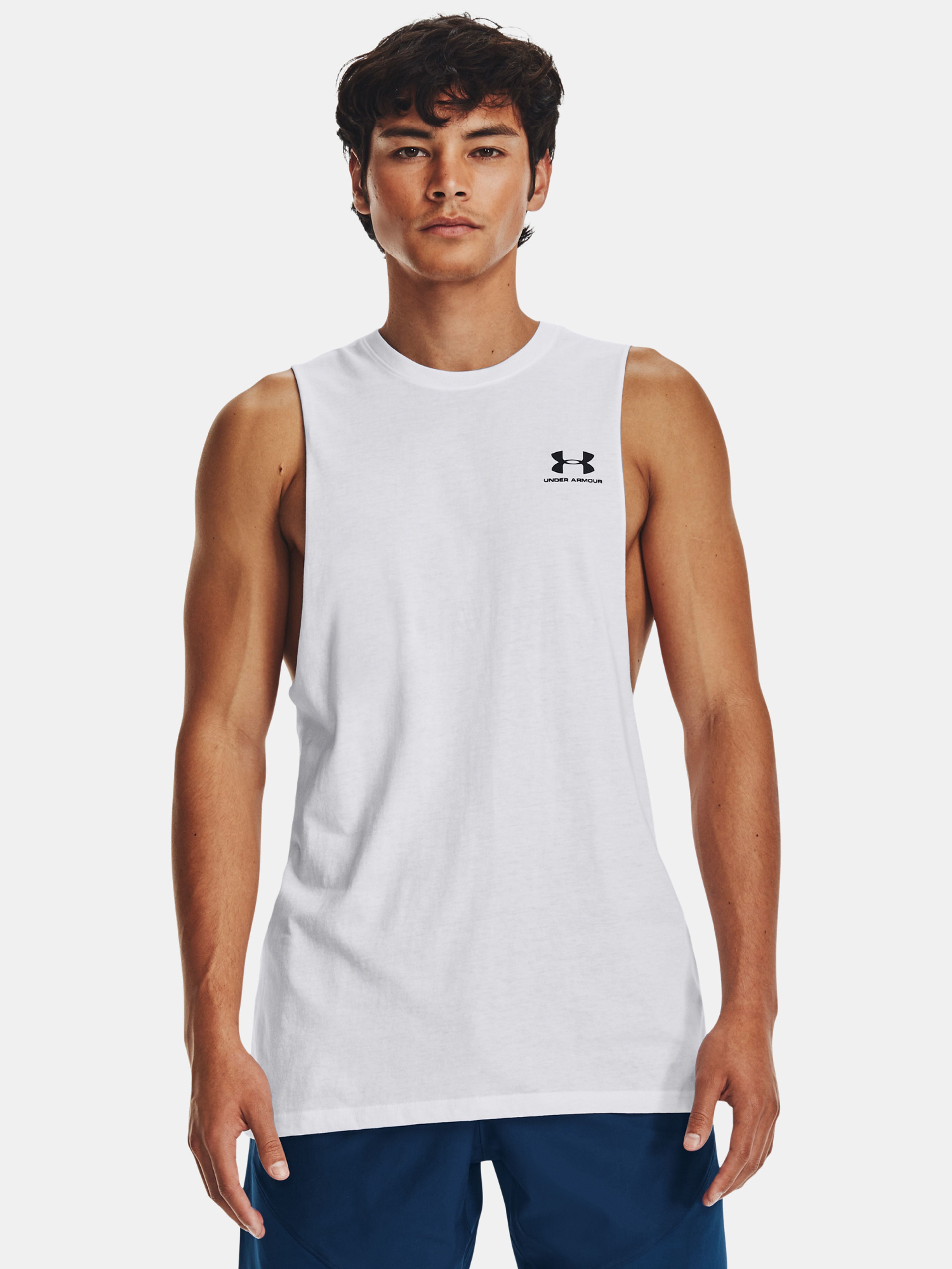 Férfi atlétatrikó Under Armour UA LEFT CHEST CUT OFF TANK-WHT