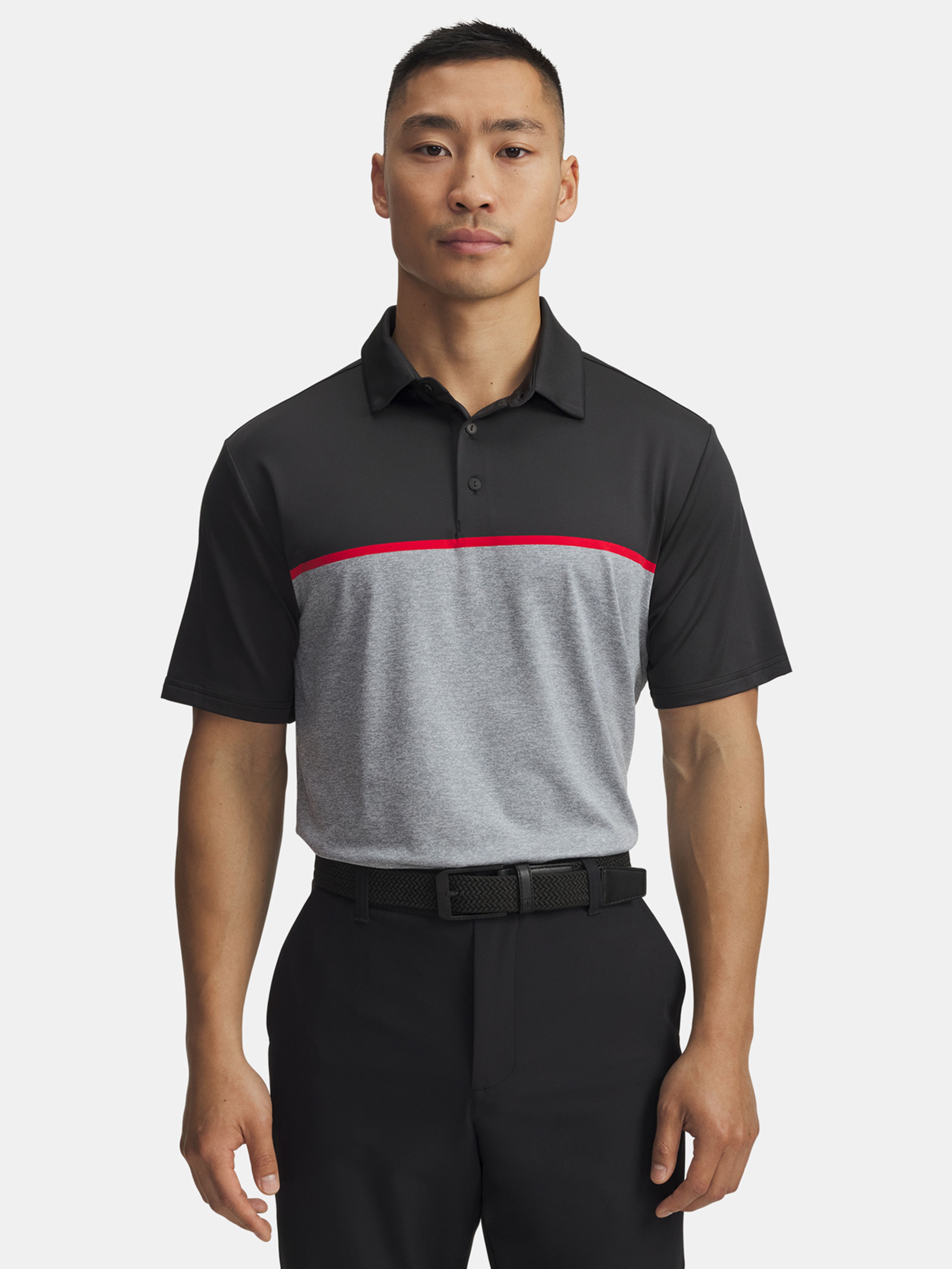 Férfi póló Under Armour UA Plyoff 3.0 Stripe Polo LB-BLK