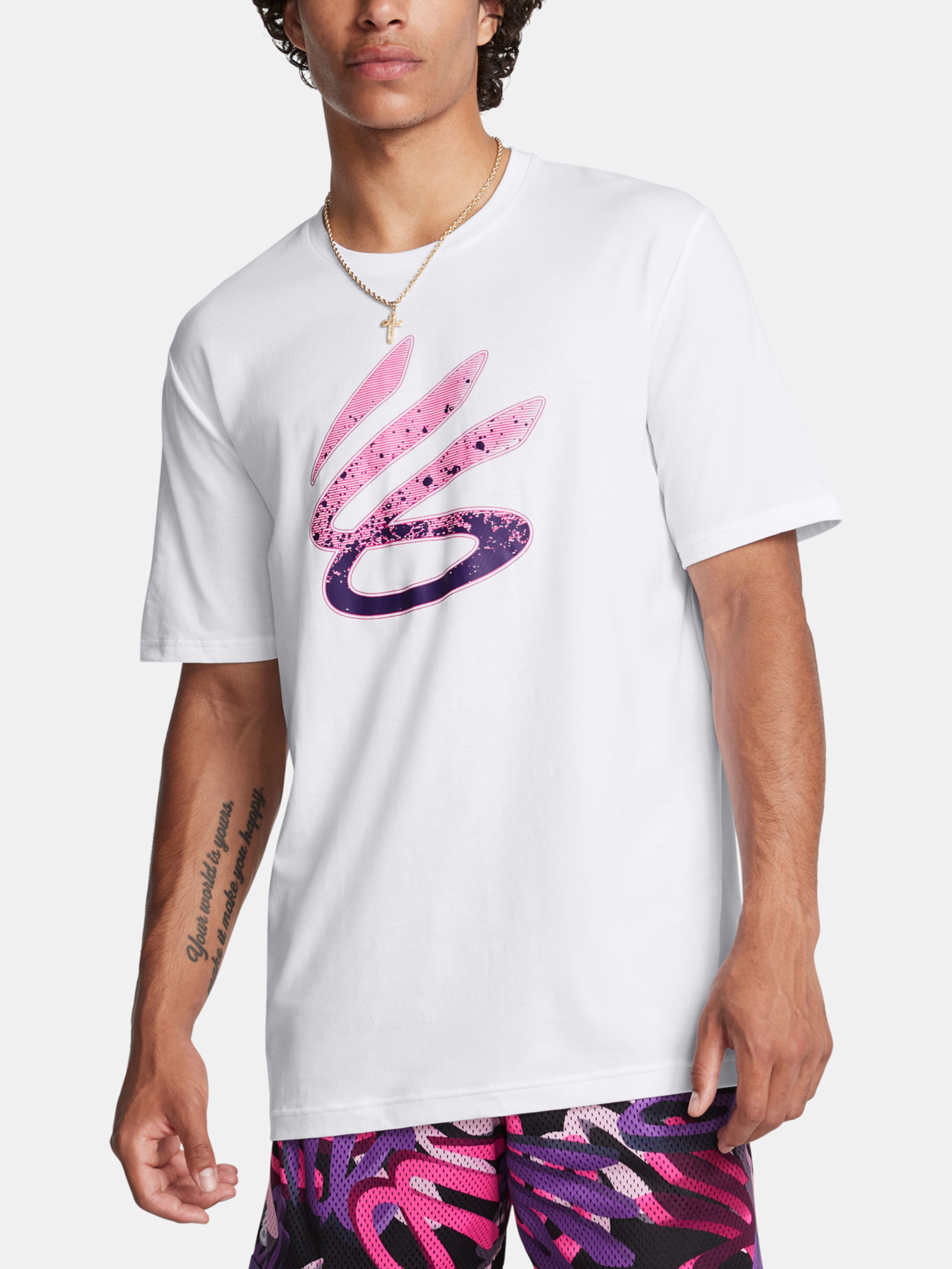 Moška majica Under Armour Curry Logo Trend Tee-WHT