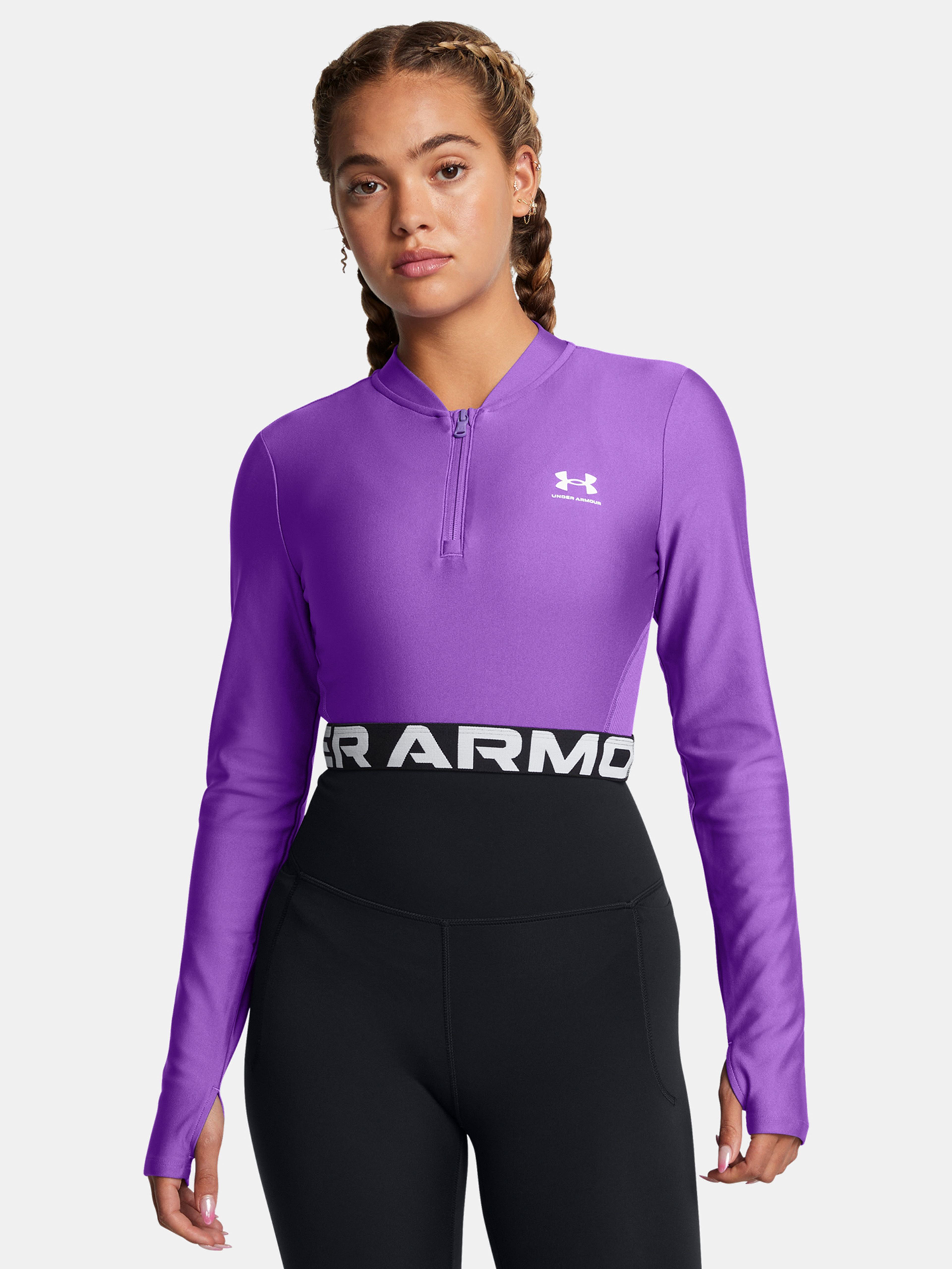 Női póló Under Armour HeatGear Rib 1/4 Zip LS-PPL