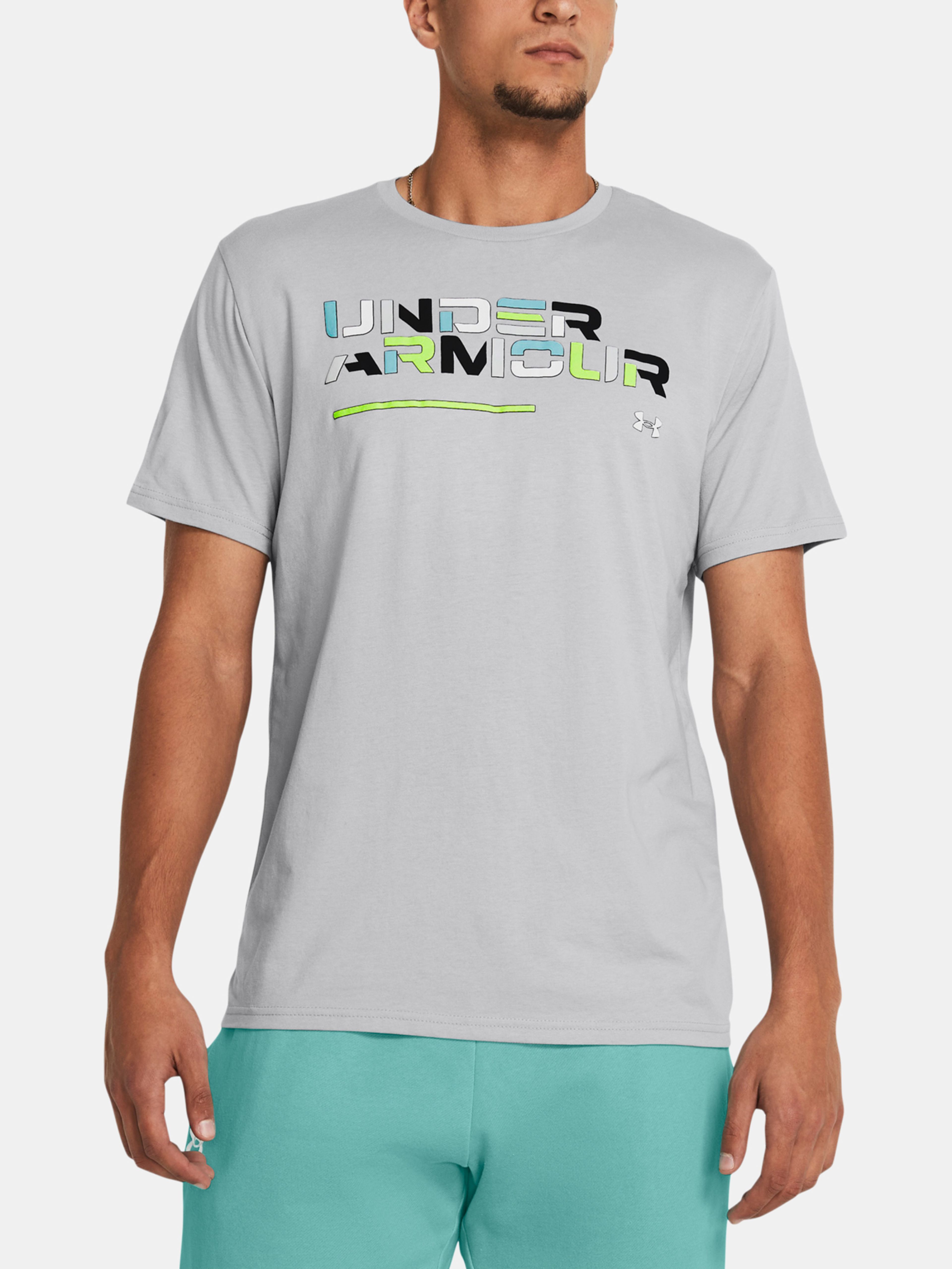 Férfi póló Under Armour UA Colorblock Wordmark SS