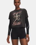Sieviešu t-krekls Under Armour UA HB Run HW Wash Miles SS-Melna - 001