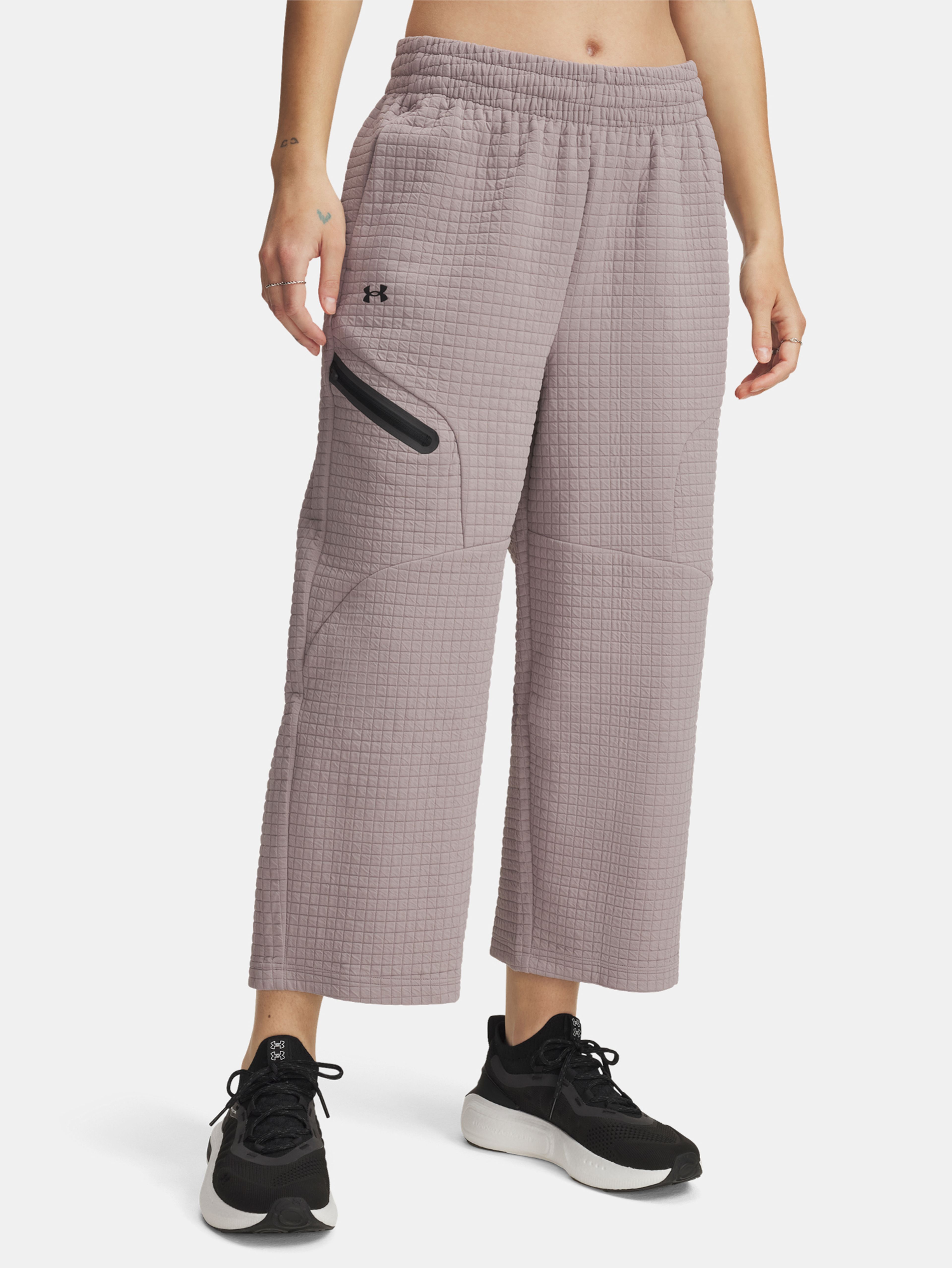 Dámske športové nohavice Under Armour Unstoppable Flc Grid Crop-GRY