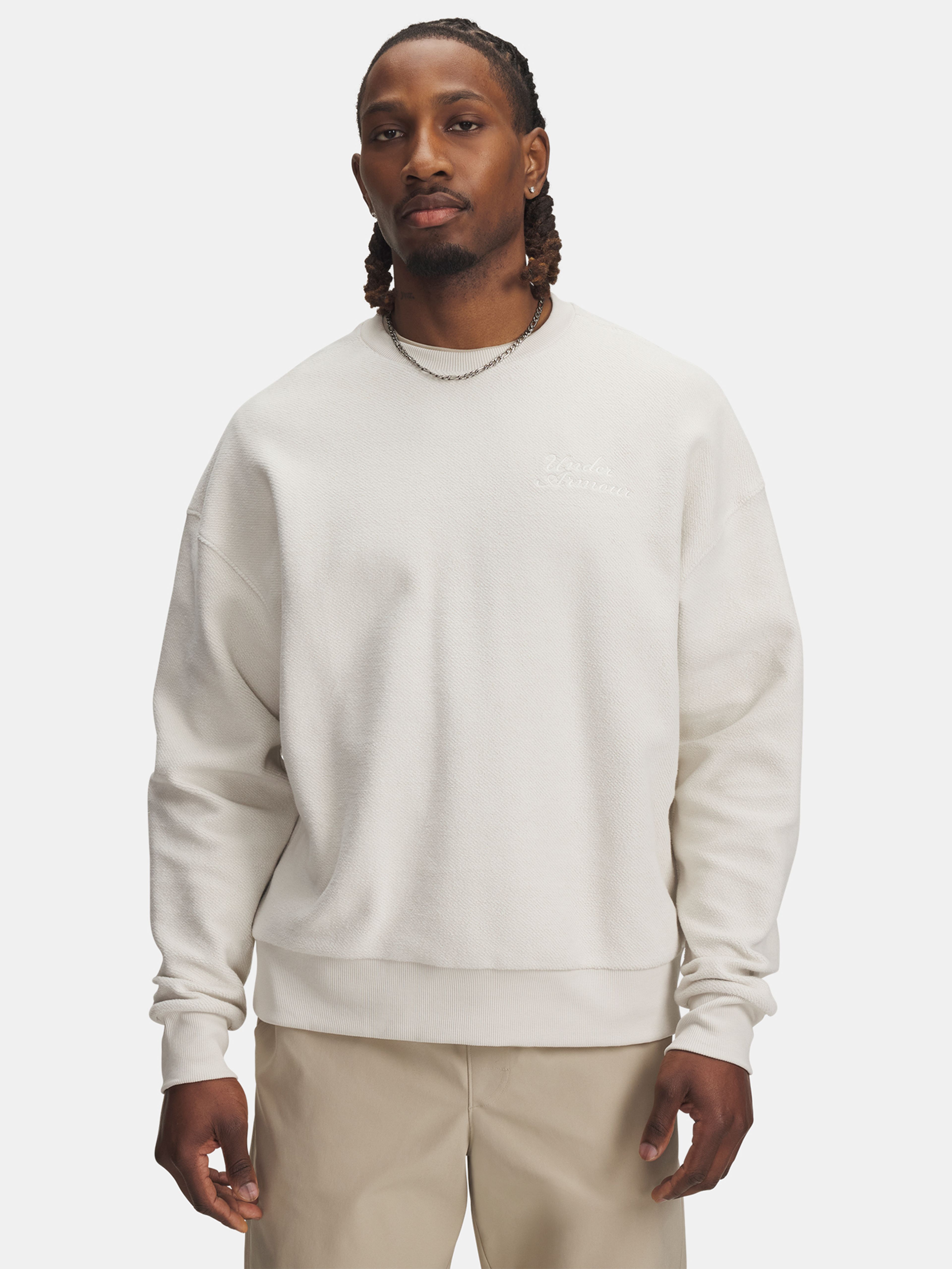 Pánska mikina Under Armour UA Icon Rev Terry Crew-WHT