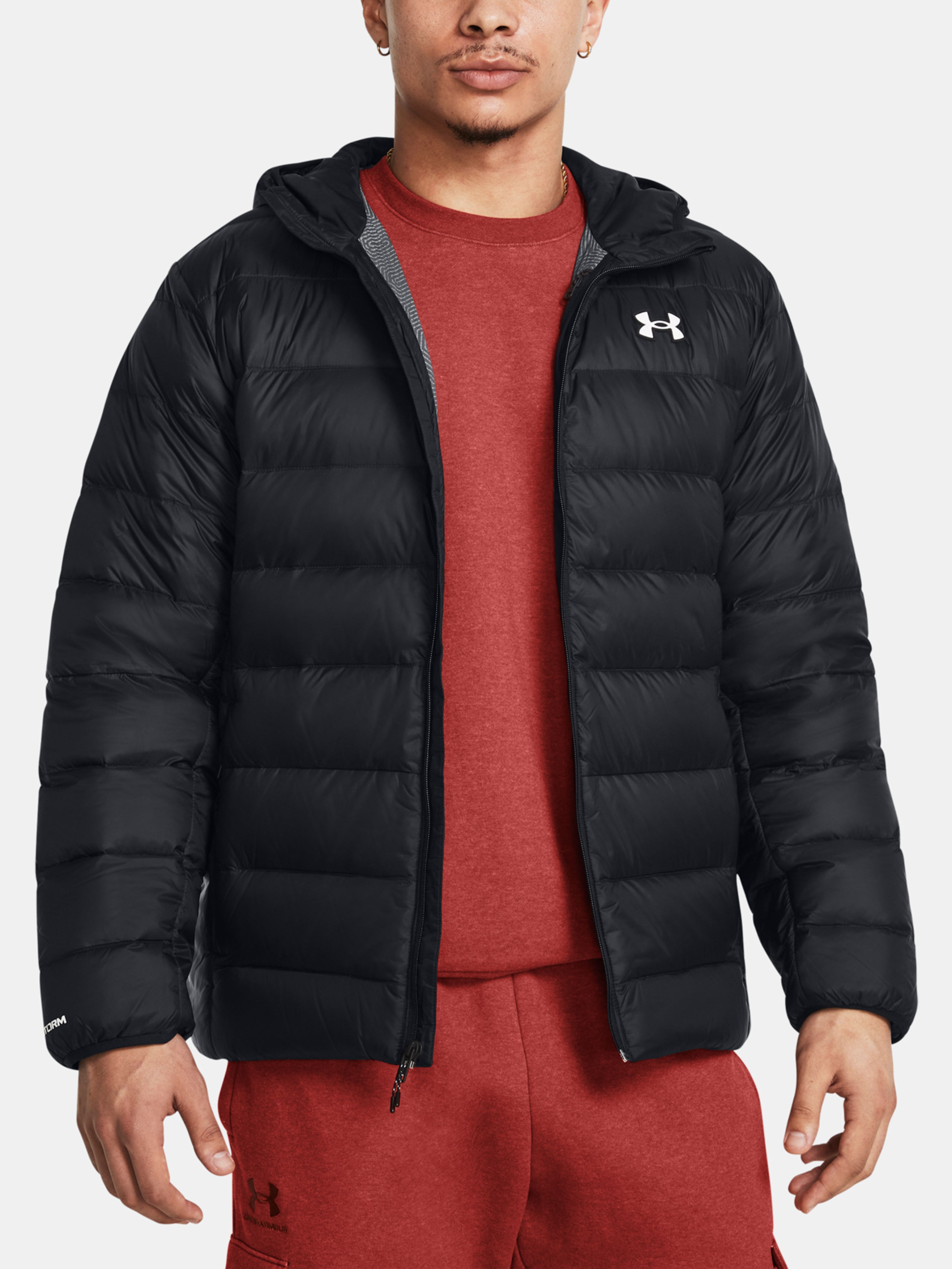 Férfi dzseki Under Armour LEGEND DOWN HOODED JACKET-BLK