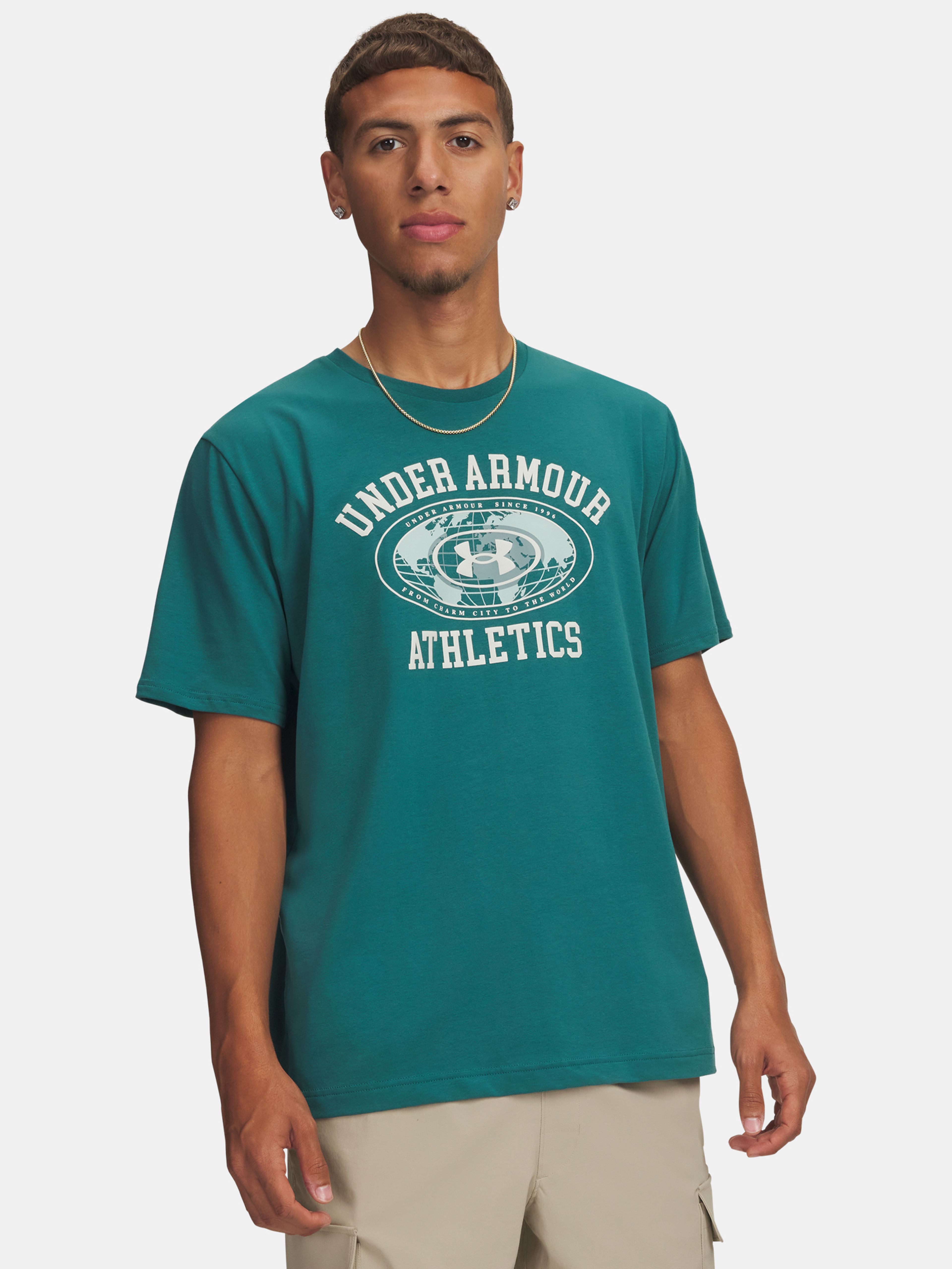 Pánské tričko Under Armour UA M 60/40S ARMOR GLOBE SS-GRN