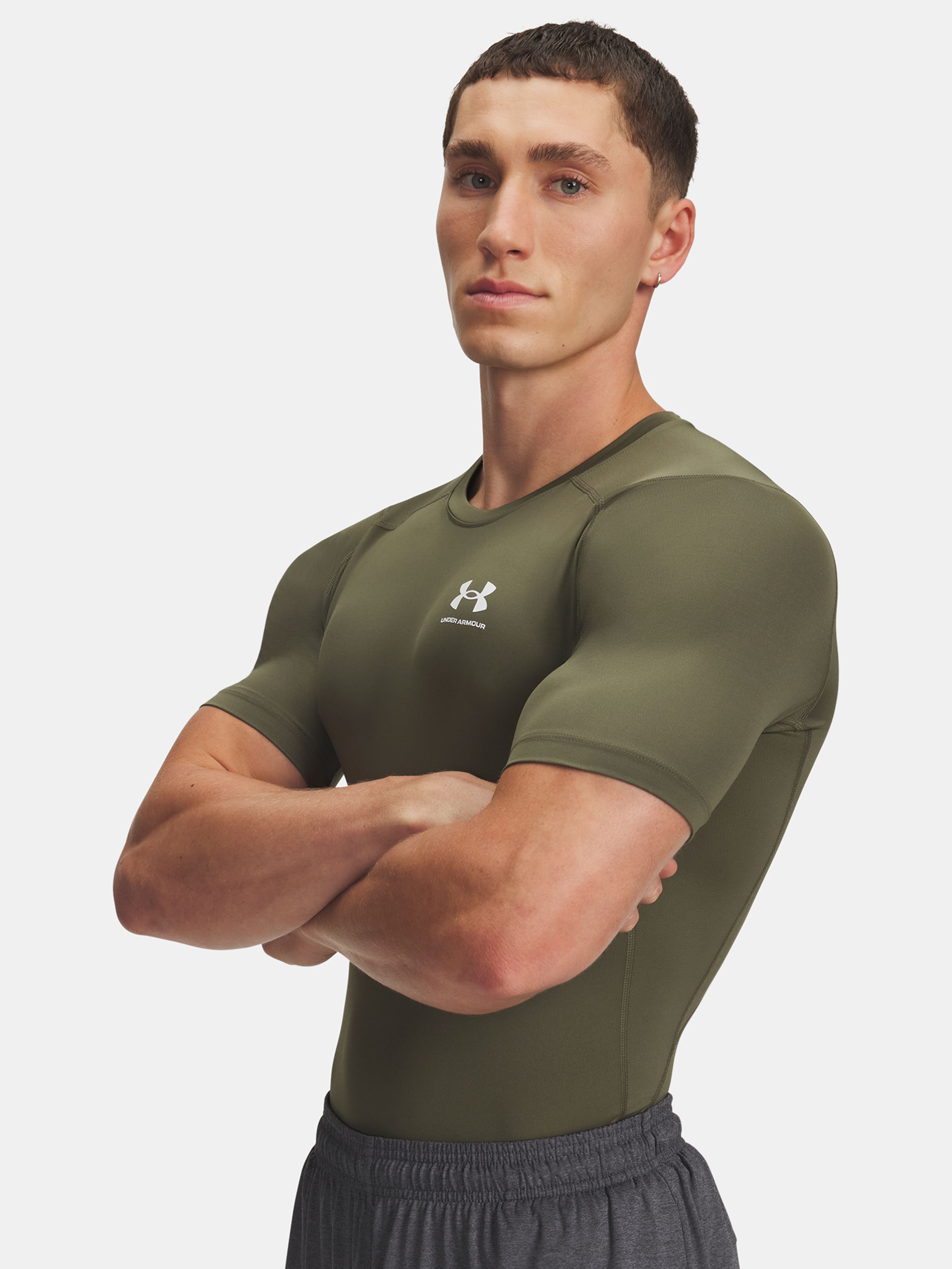 Férfi póló Under Armour UA HG Armour Comp SS-GRN