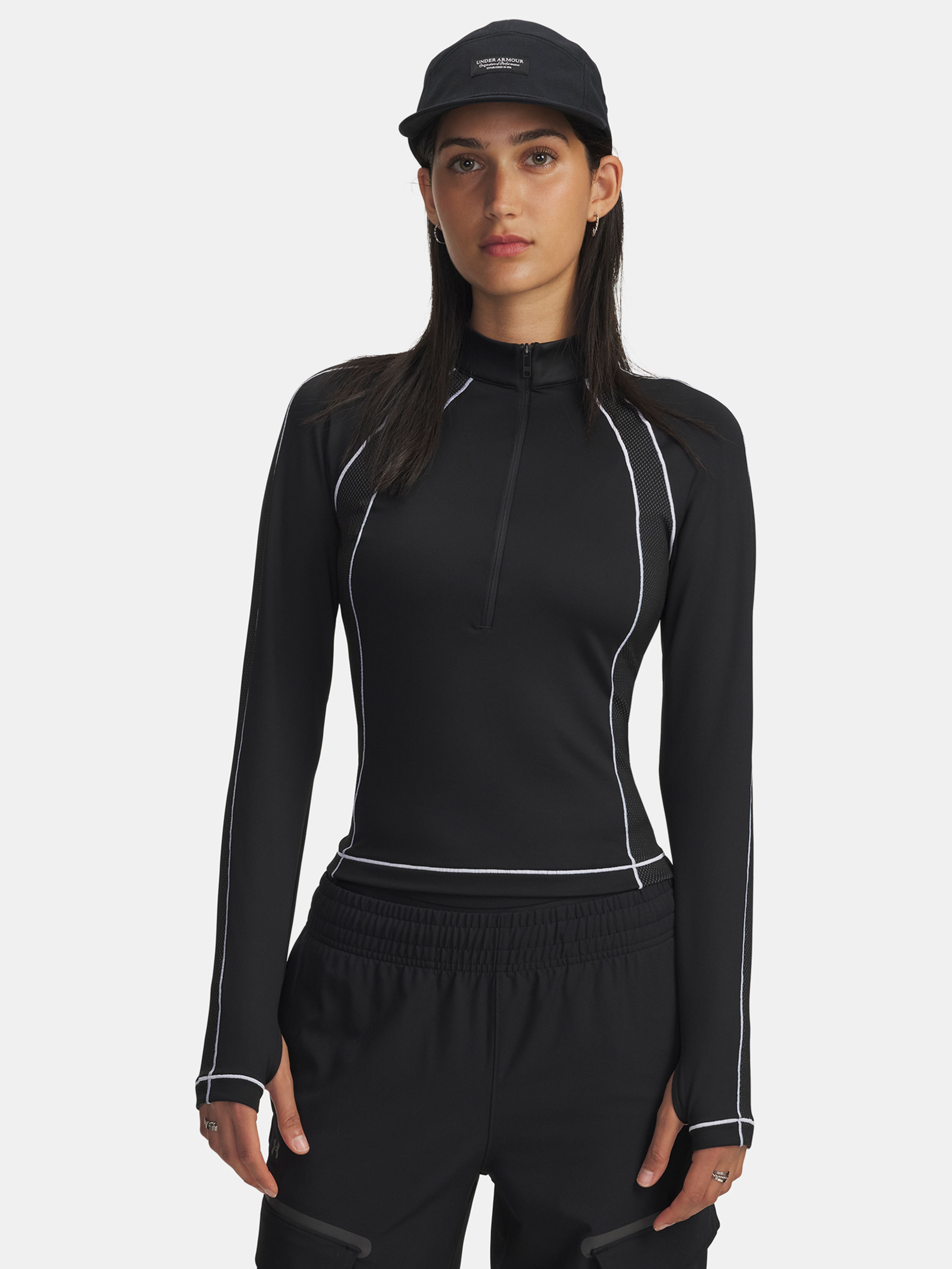Dámske tričko Under Armour UA ColdGear Textured 1/2 Zip-BLK