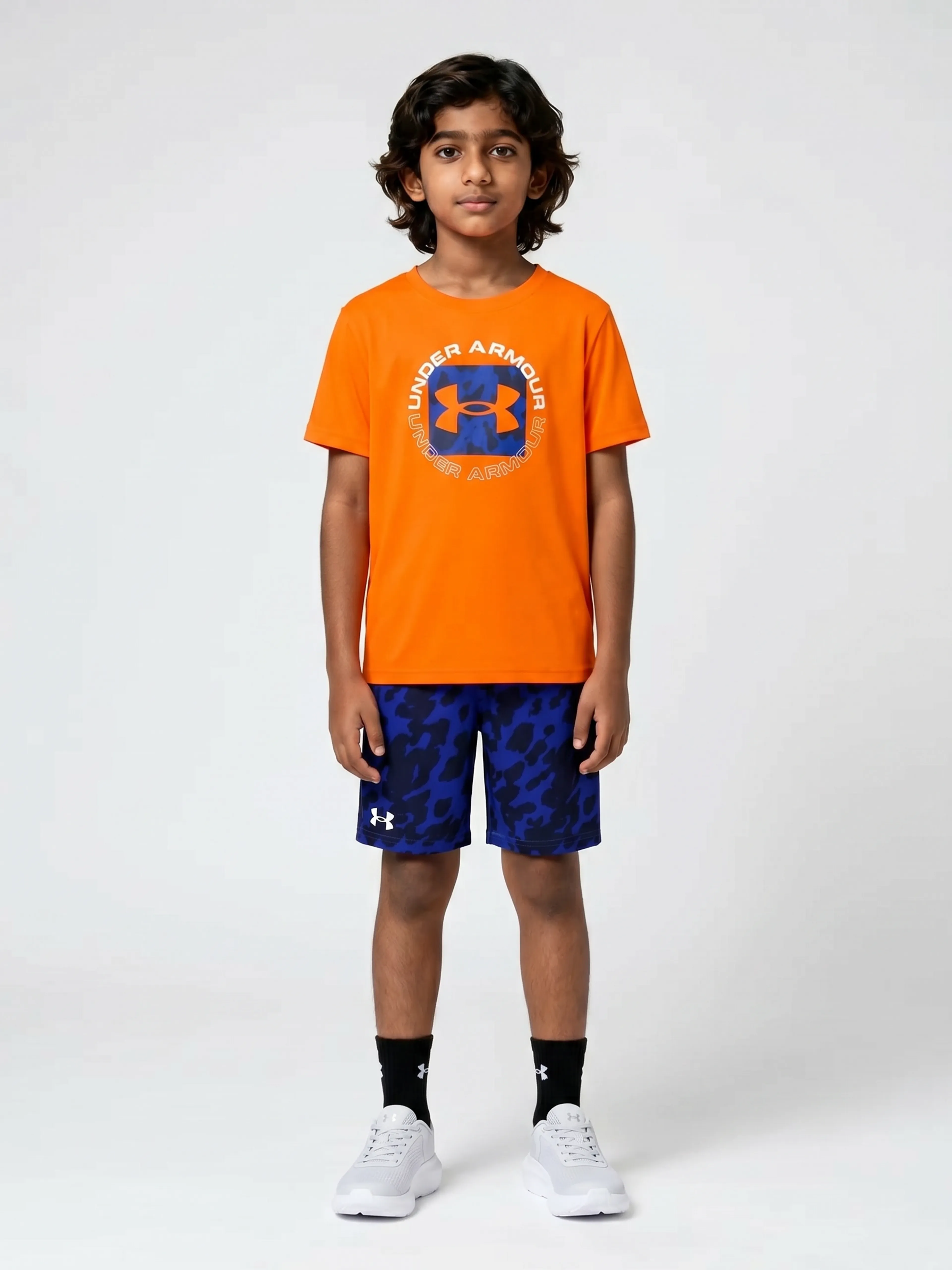 Fantovski set Under Armour UA TECH PRINTED SS SHORT SET-ORG - 001