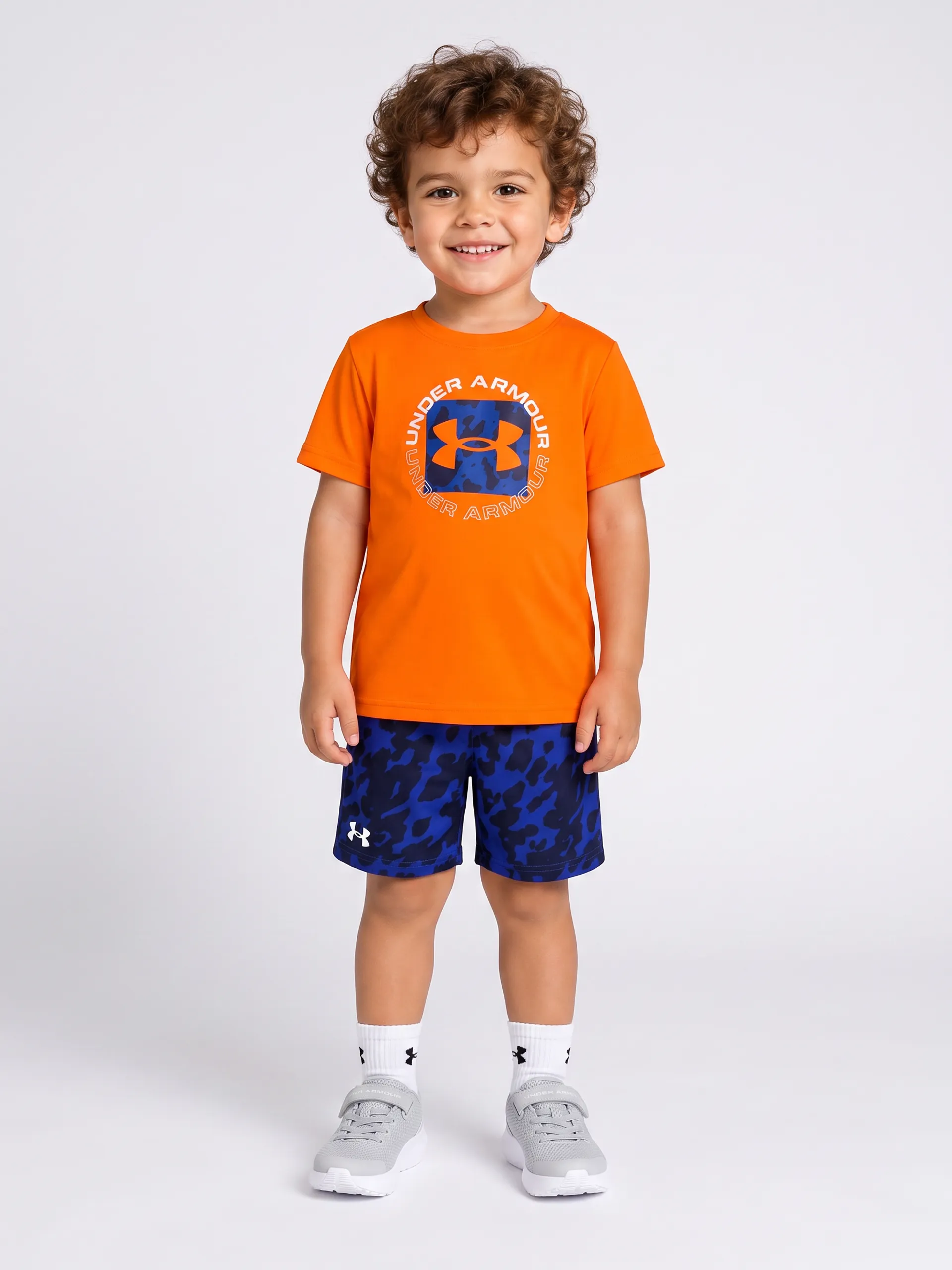 Zēnu komplekts Under Armour UA TECH PRINTED SS SHORT SET-ORG - 001