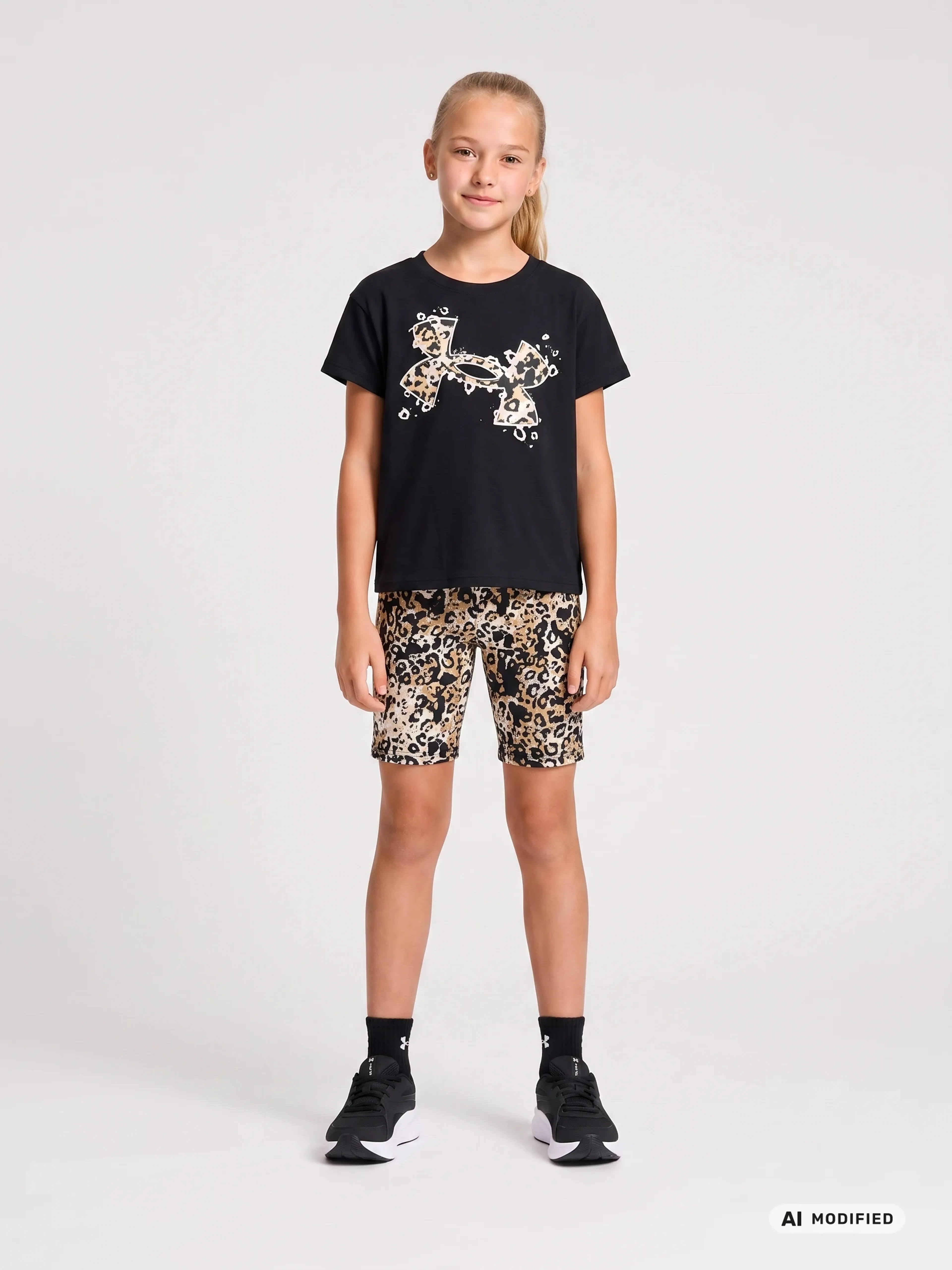 Tüdrukute komplekt Under Armour UA PRINTED BIKE SHORT SET-BLK - 001
