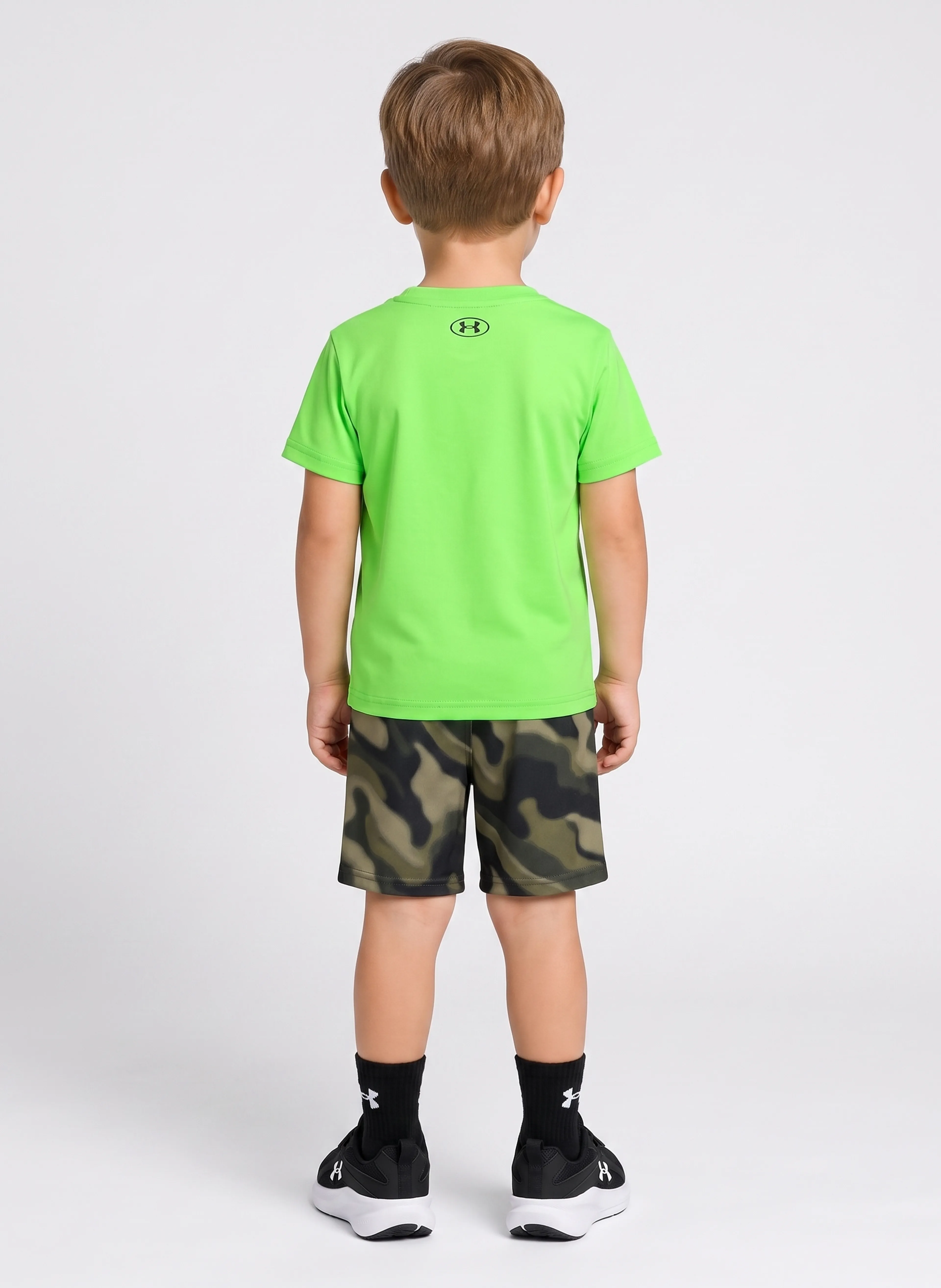 Zēnu komplekts Under Armour UA TECH PRINTED SS SHORT SET-GRN - 002