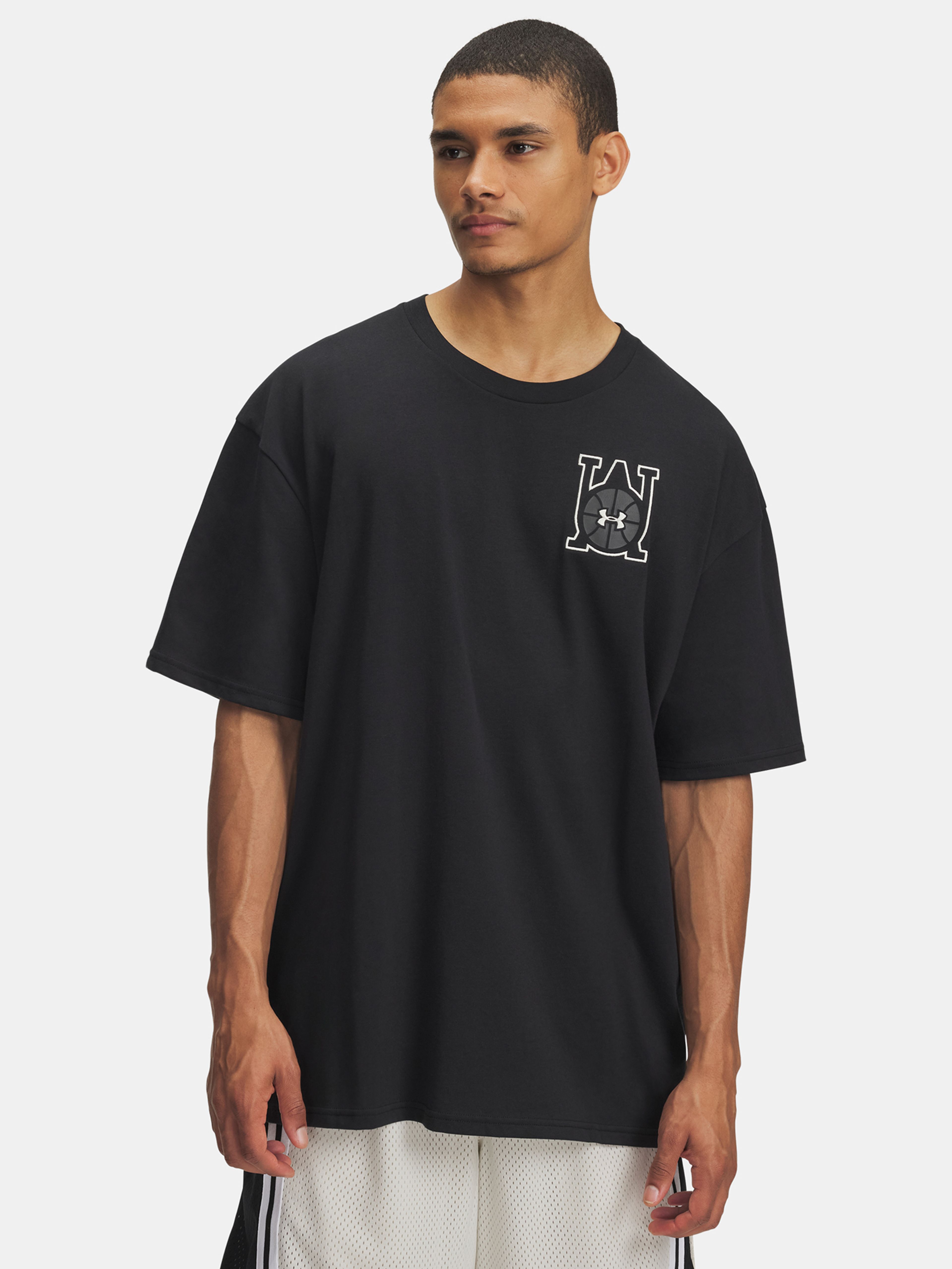 Pánske tričko Under Armour UA M HWT OS Hoops Courtside-BLK
