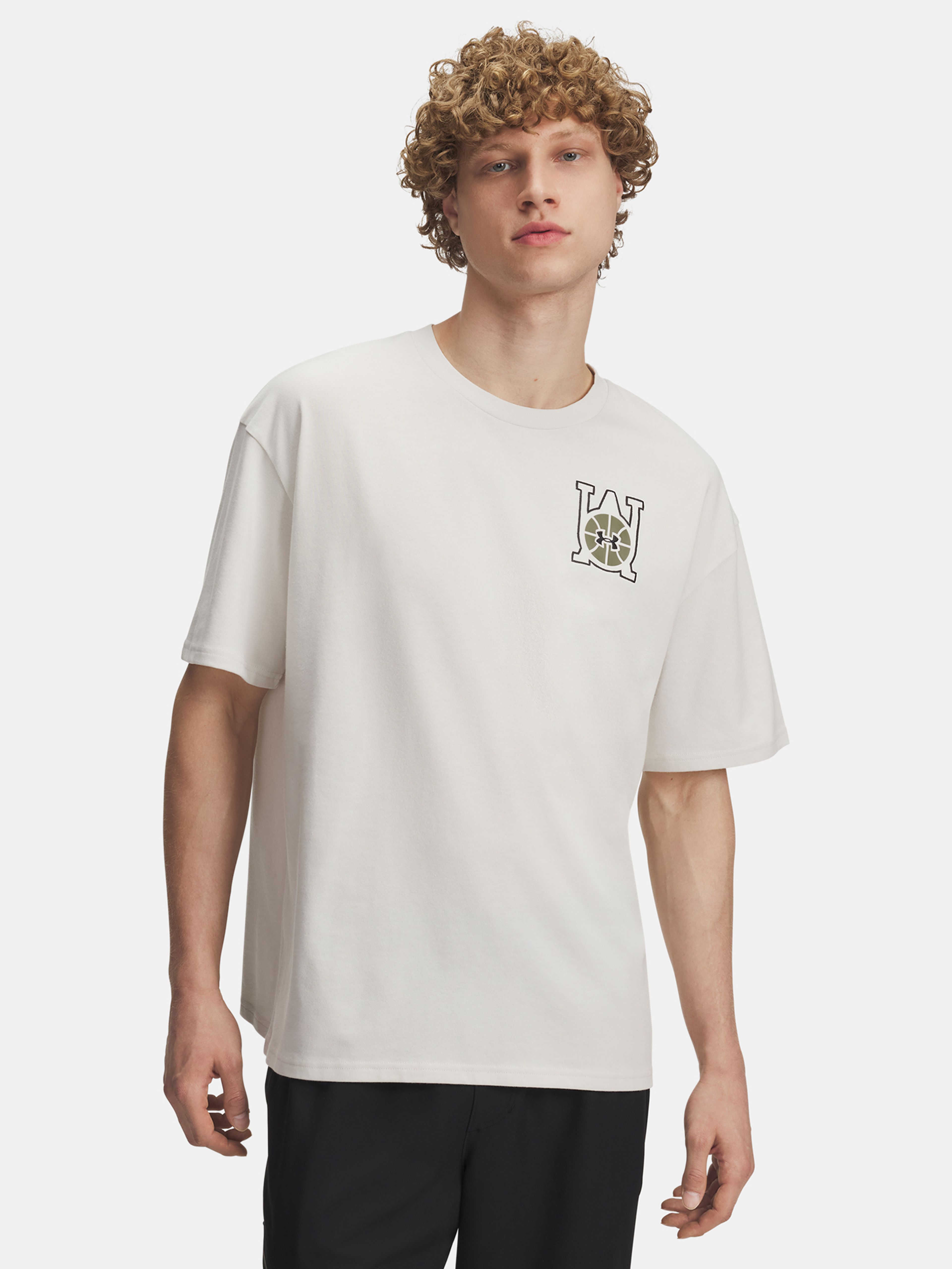 Pánske tričko Under Armour UA M HWT OS Hoops Courtside-WHT