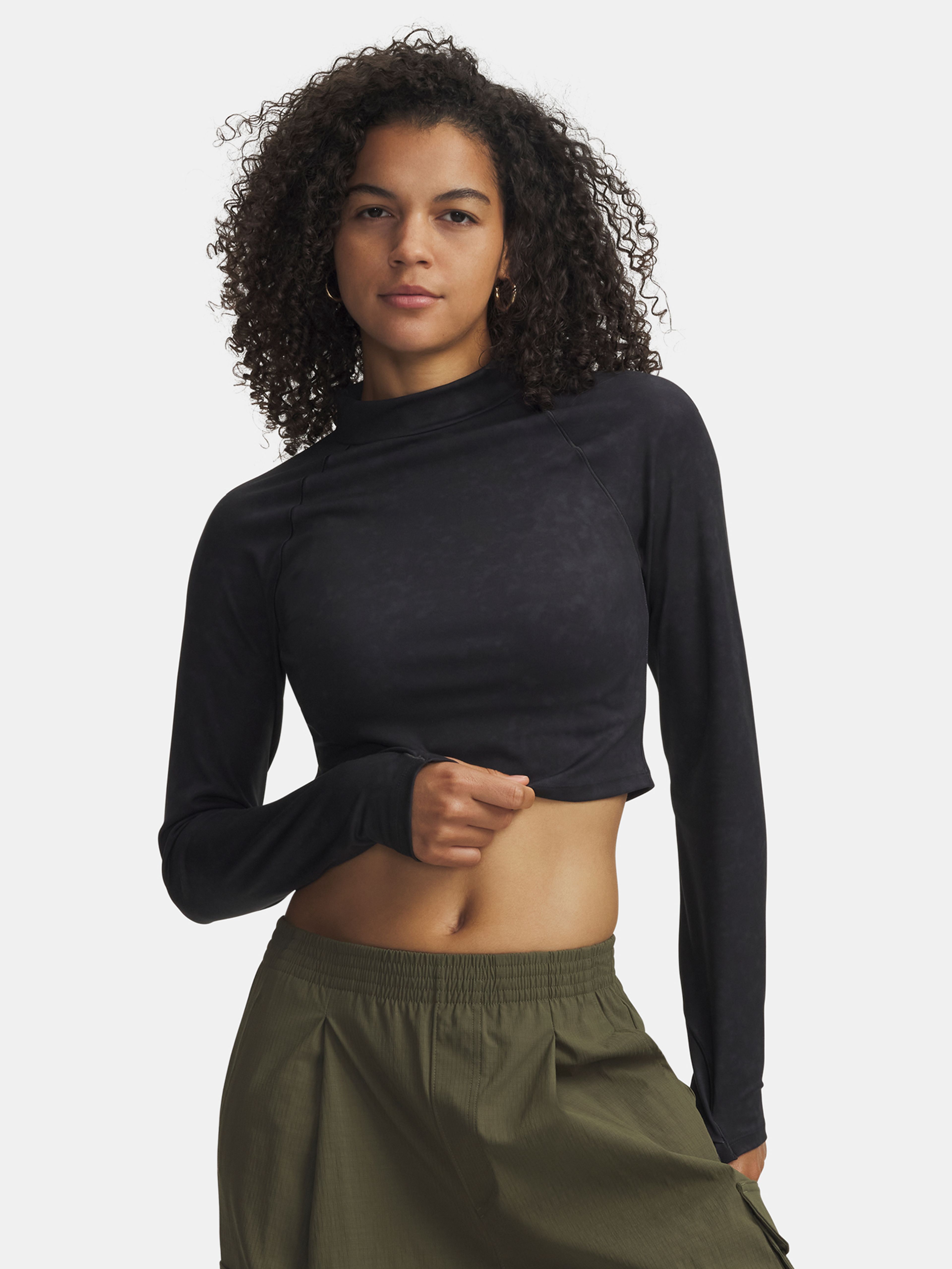 Moteriški marškinėliai Under Armour Meridian Suede Effect LS-BLK