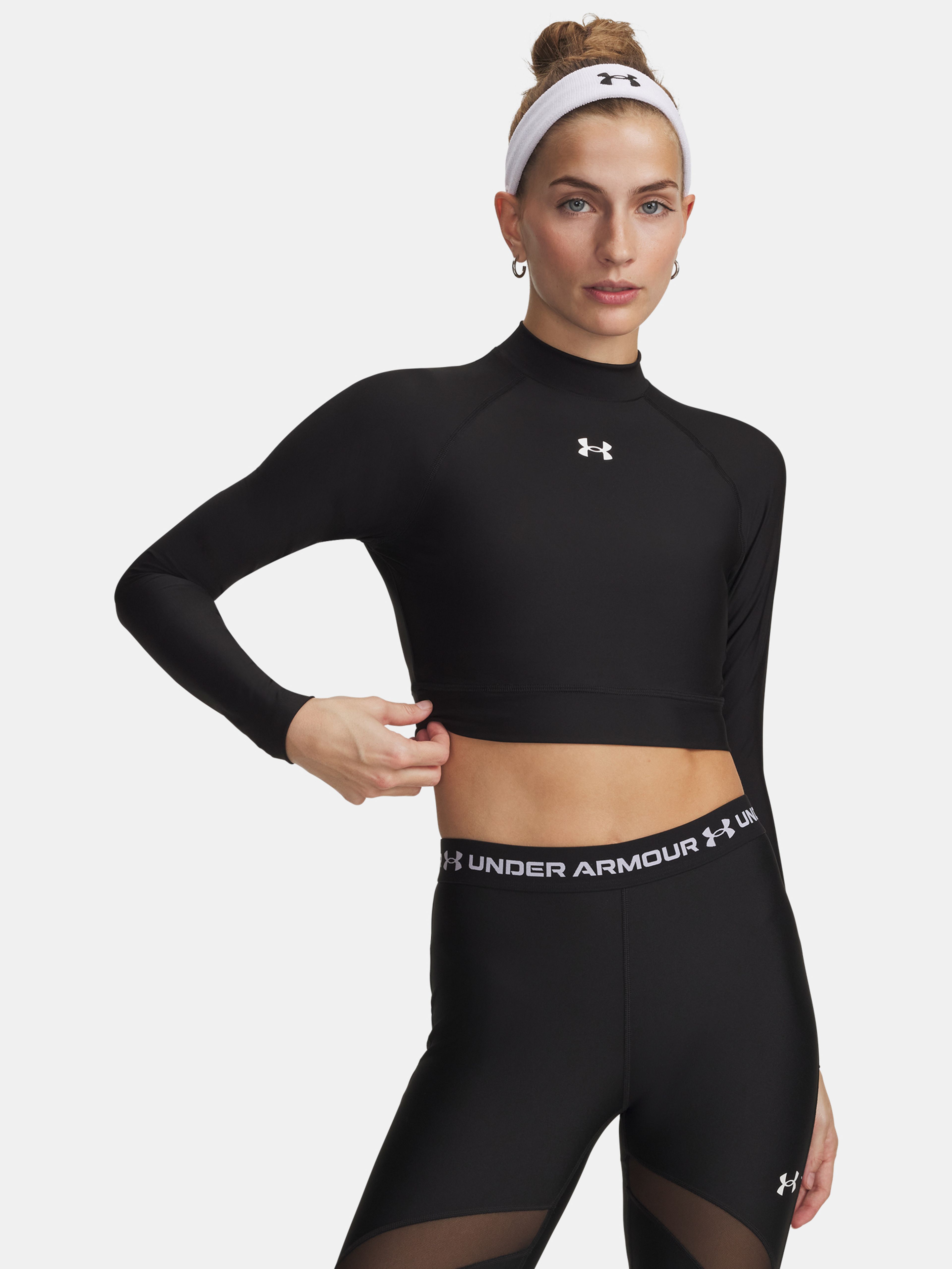 Dámske tričko Under Armour HeatGear Crop Mock LS-BLK