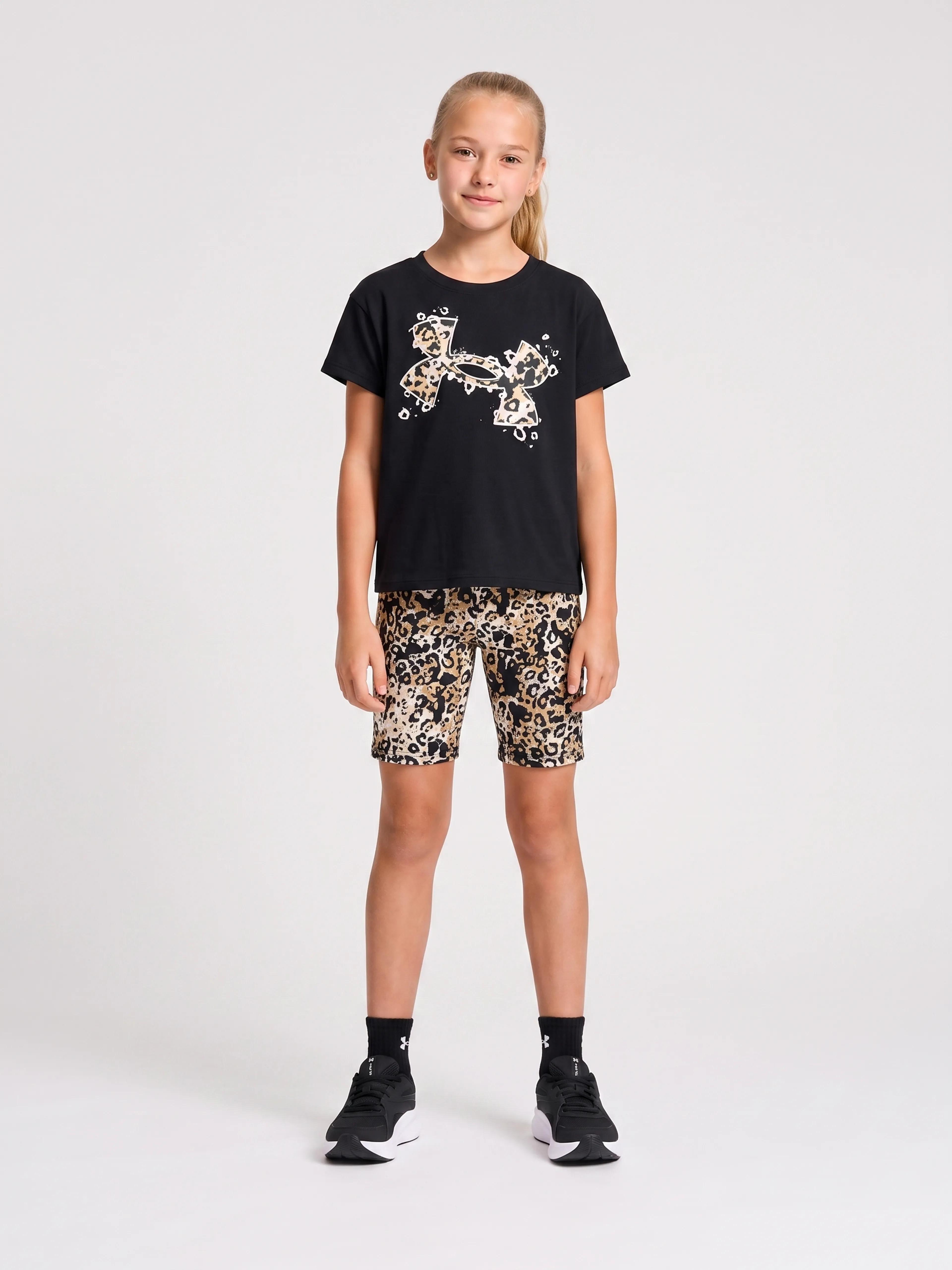 Dívčí set Under Armour UA PRINTED BIKE SHORT SET-BLK - 001