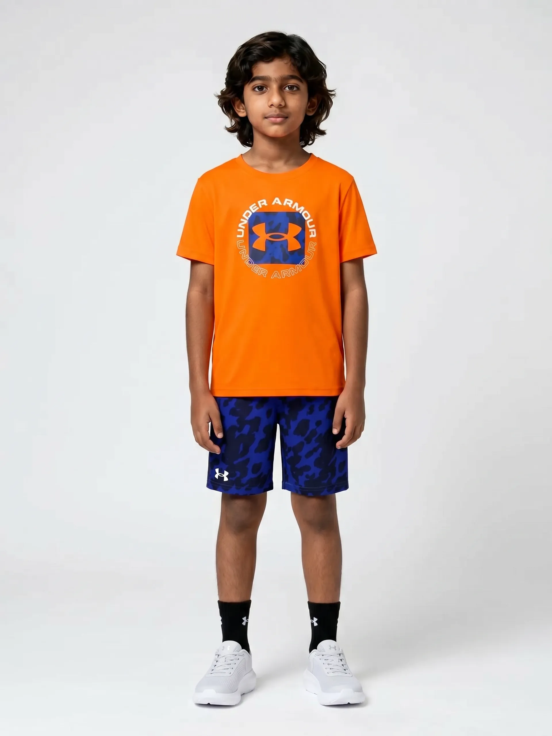 Fantovski set Under Armour UA TECH PRINTED SS SHORT SET-ORG - 001