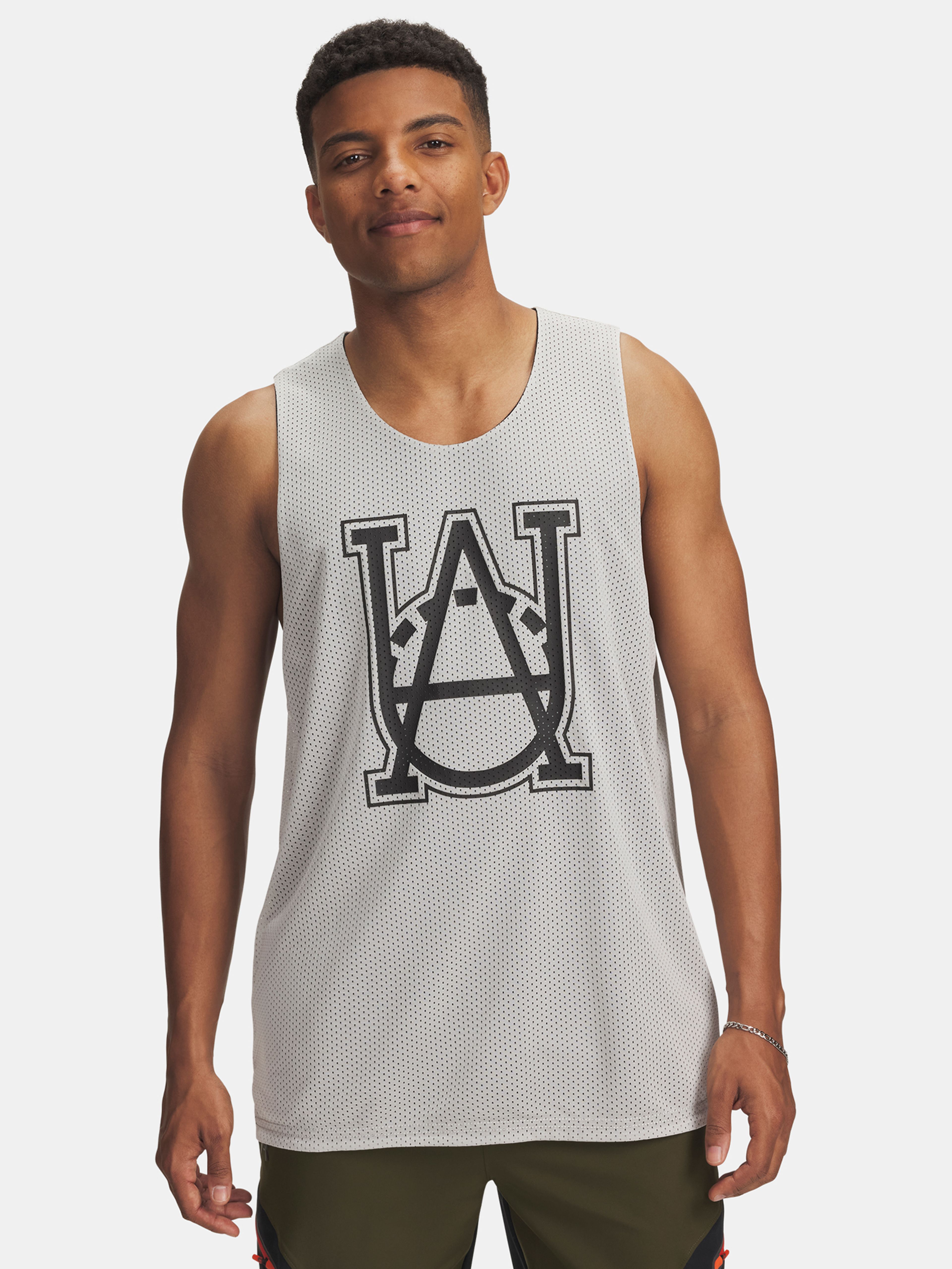 Pánske tielko Under Armour UA M Courtside Reversble Jsy-WHT