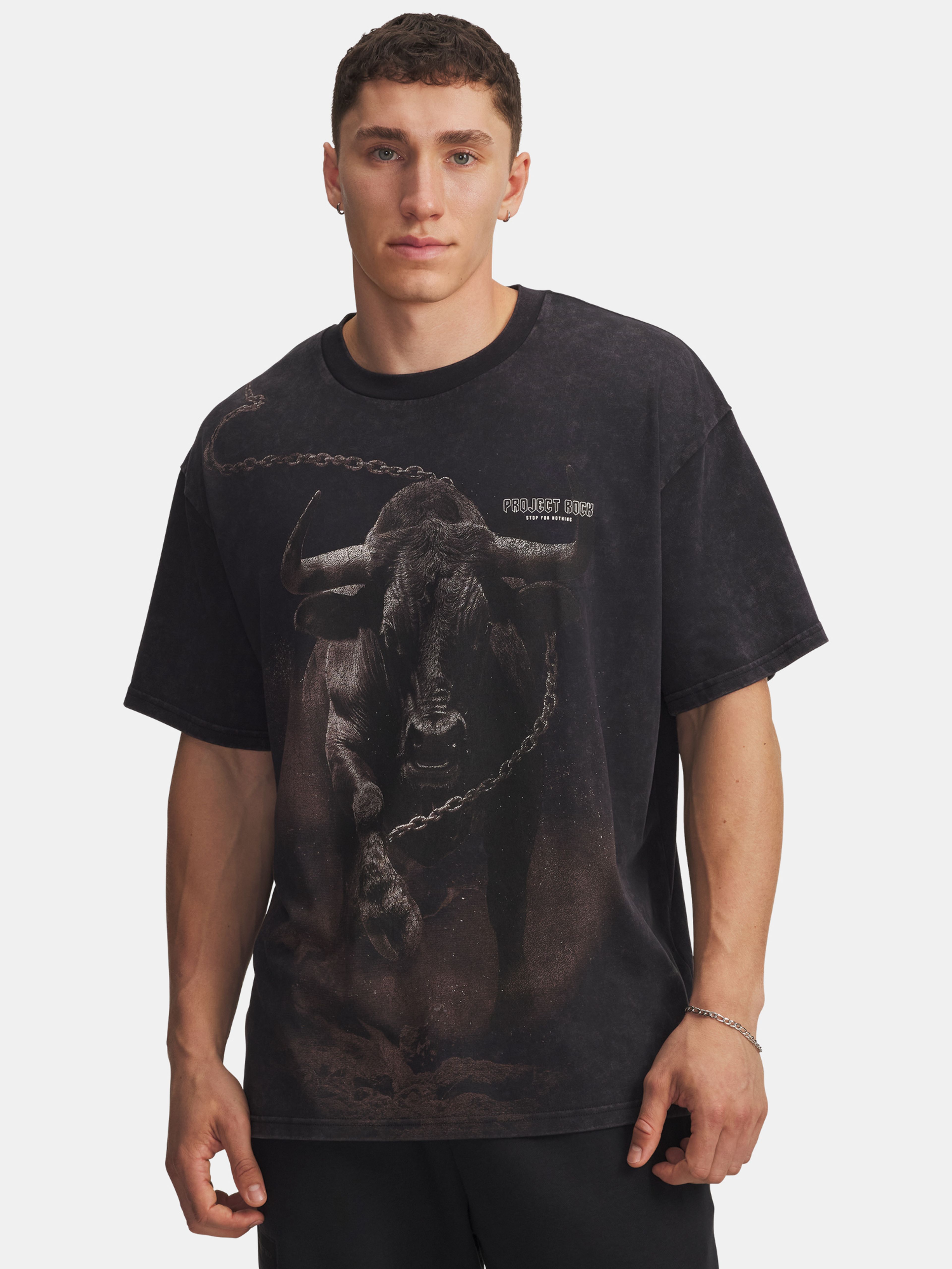Pánske tričko Under Armour Pjt Rck Washed HWT-BLK