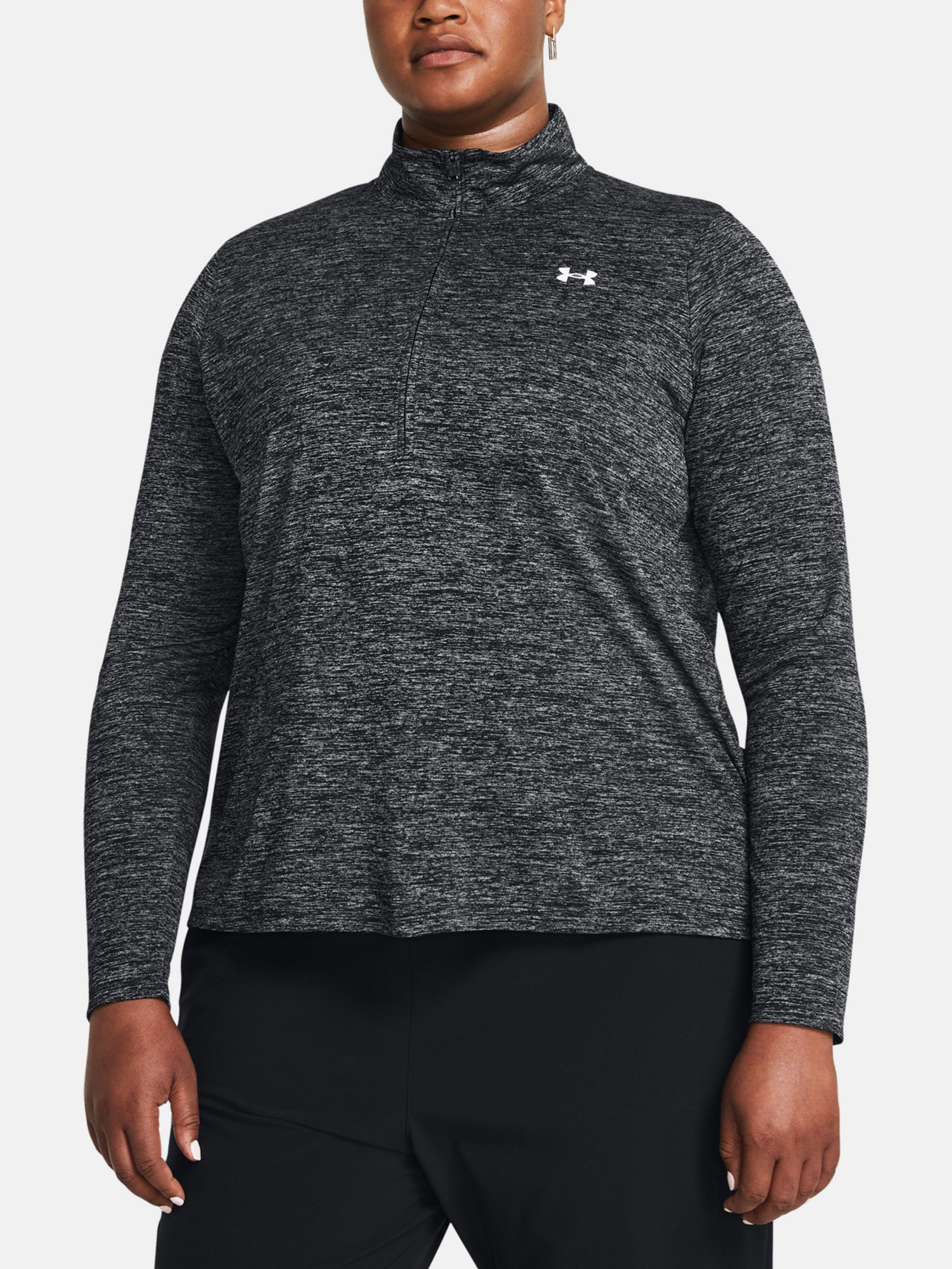 Dámske tričko Under Armour Tech 1/2 Zip - Twist&-BLK
