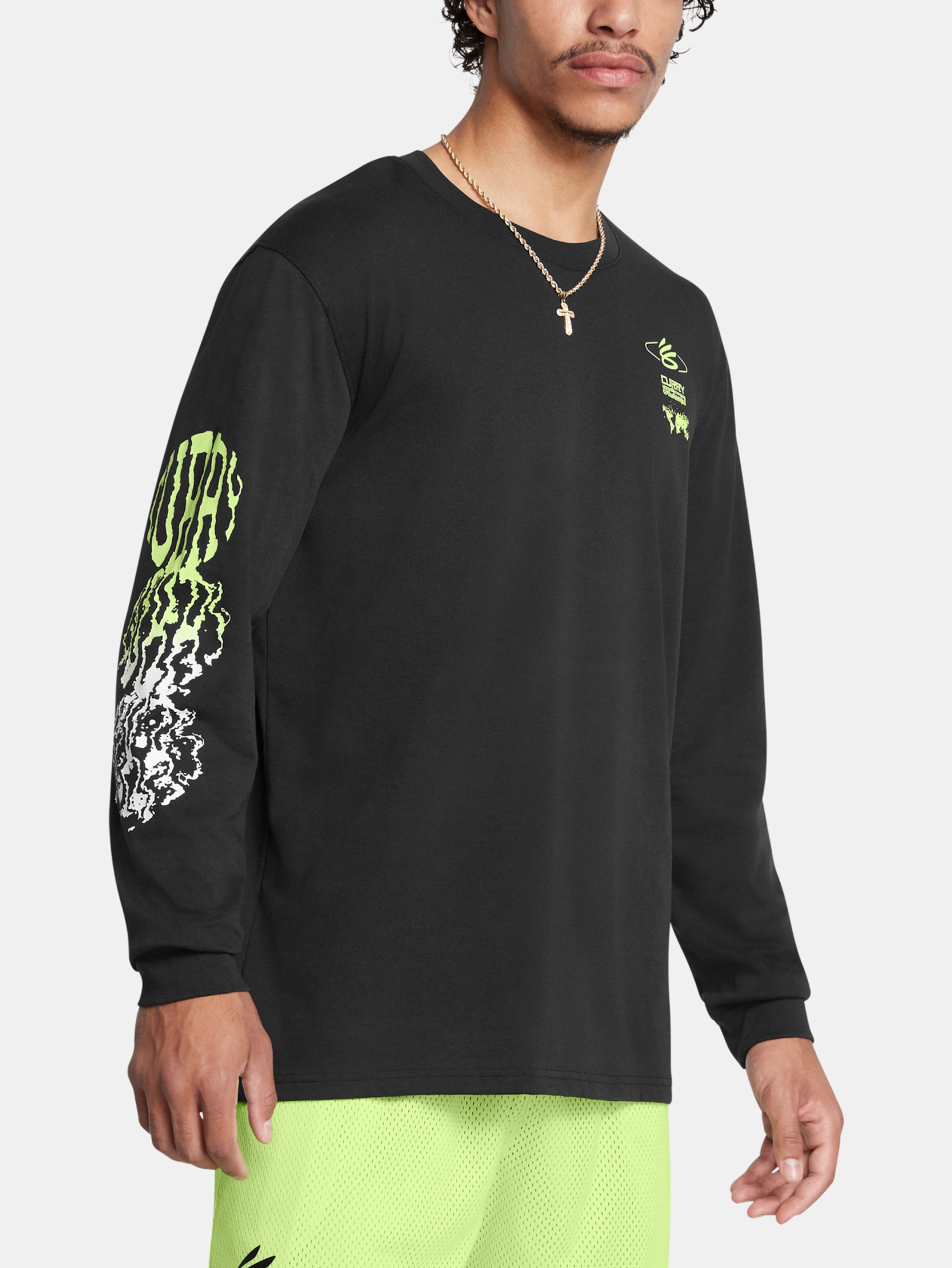 Moška majica Under Armour Curry HW Verbiage LS Tee-BLK