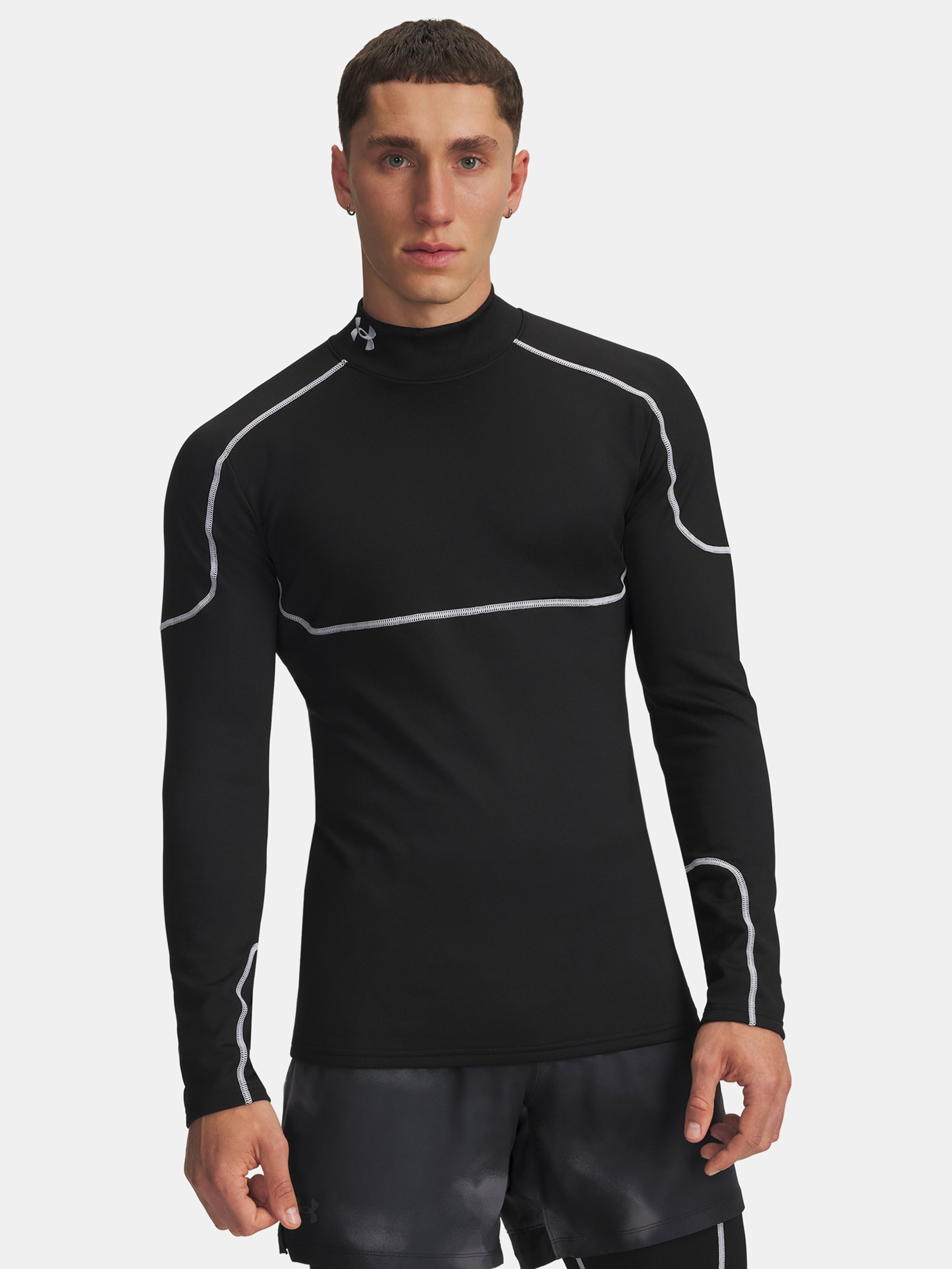 Férfi póló Under Armour Cold Weather Grid LS Mock-BLK