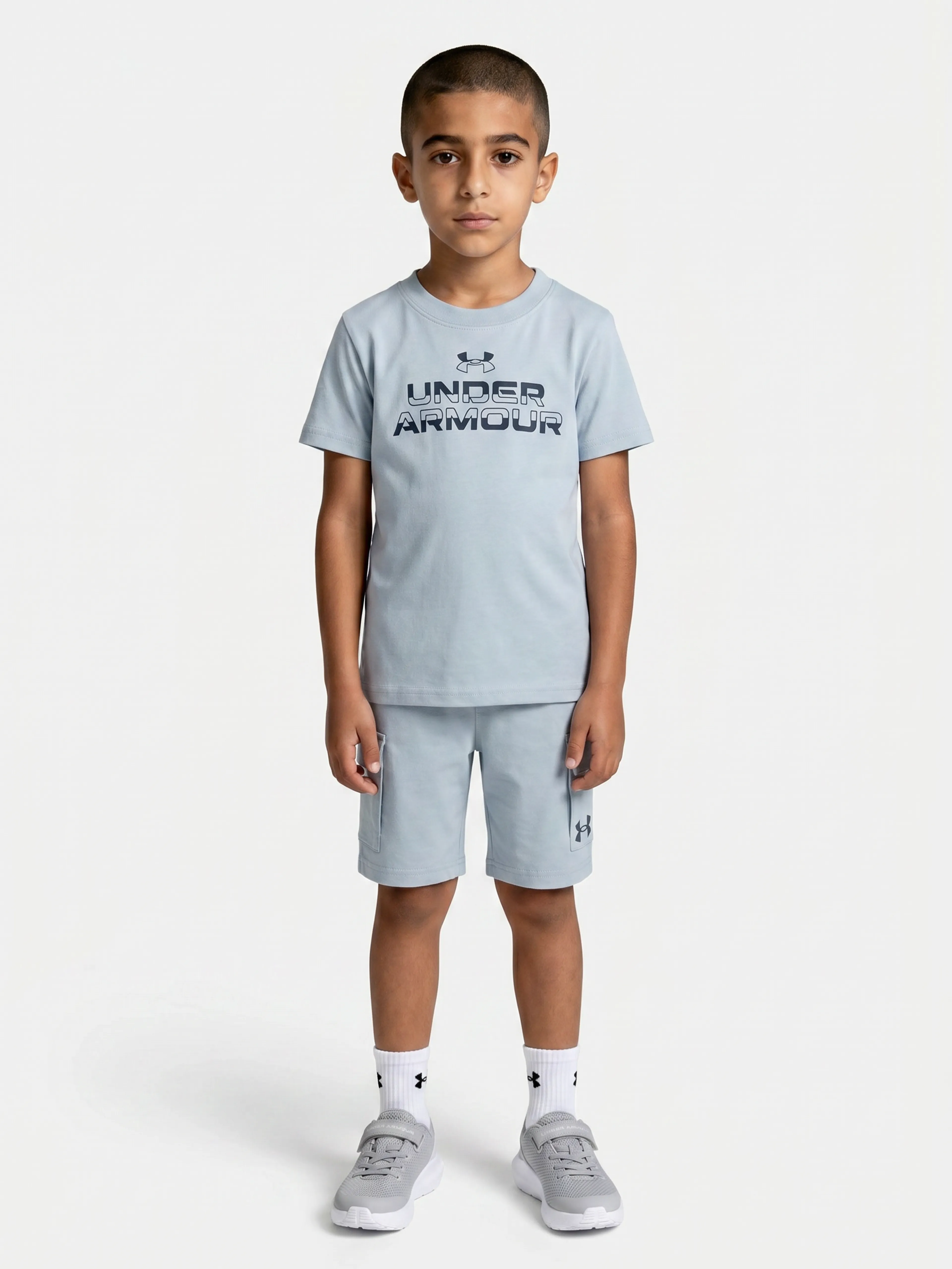 Chlapčenský set Under Armour UA CARGO SHORT SET-BLU - 001
