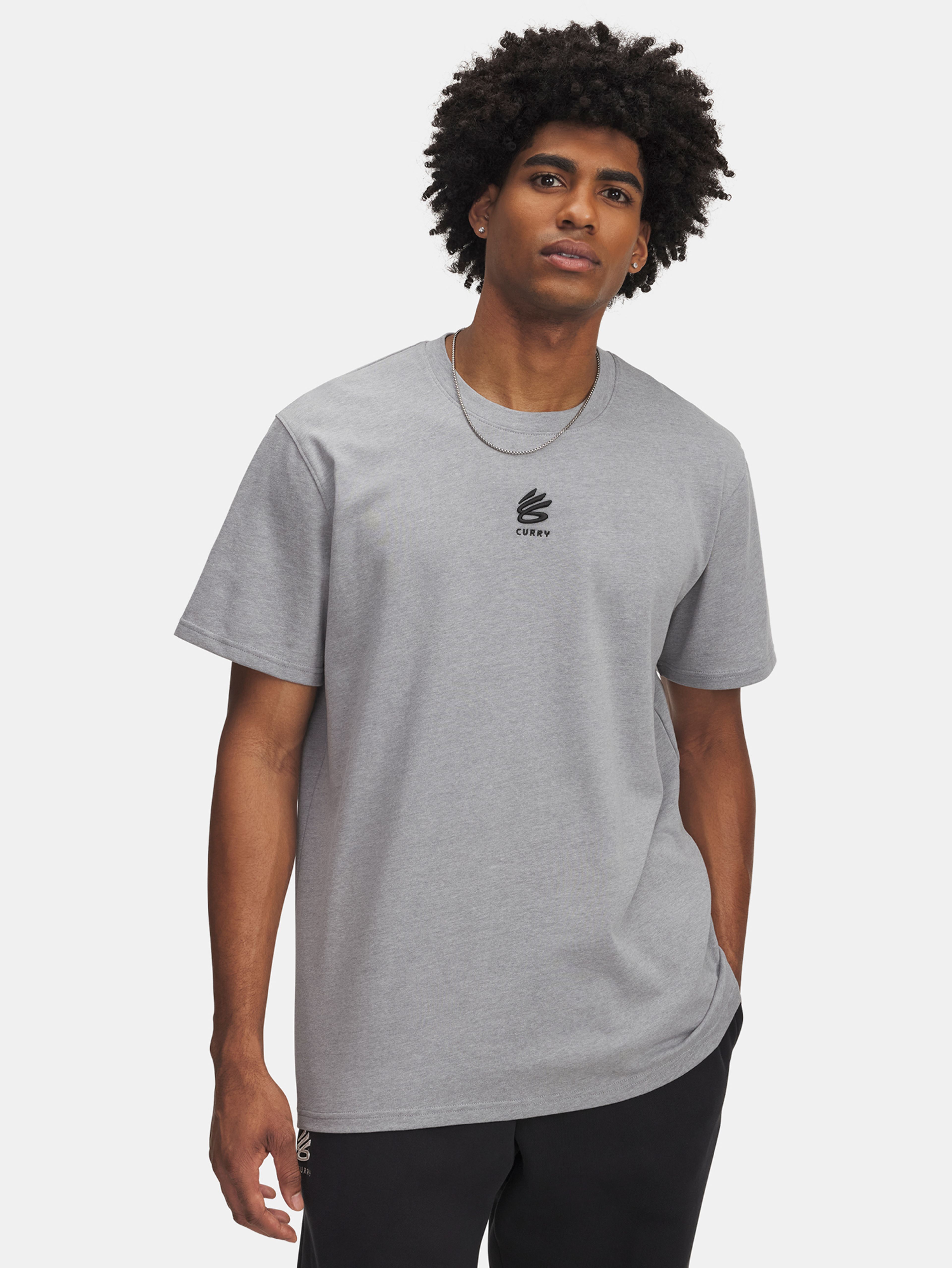 Pánske tričko Under Armour Curry Hvyweight Logo Tee-GRY