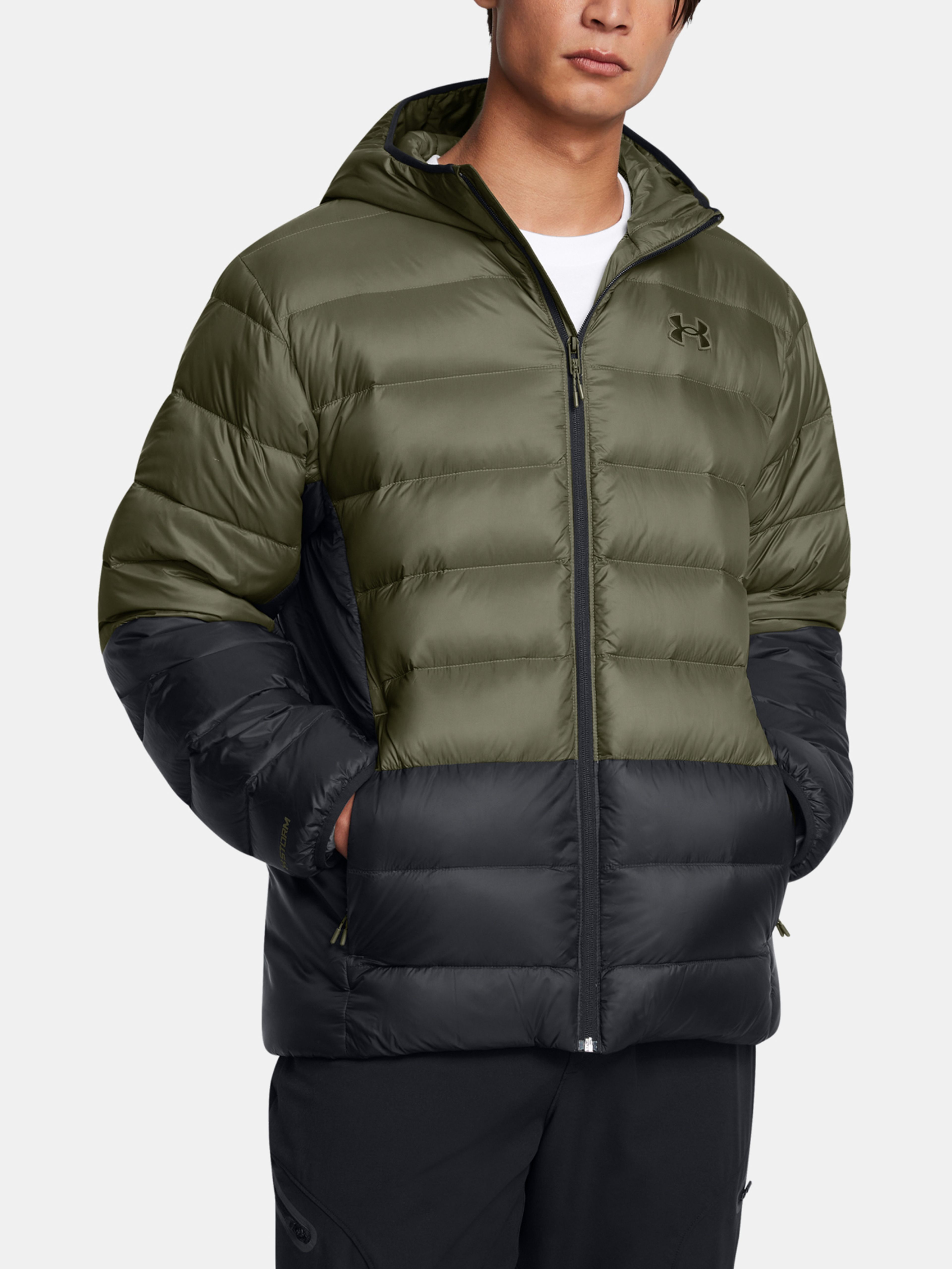 Férfi dzseki Under Armour LEGEND DOWN HOODED JACKET-GRN